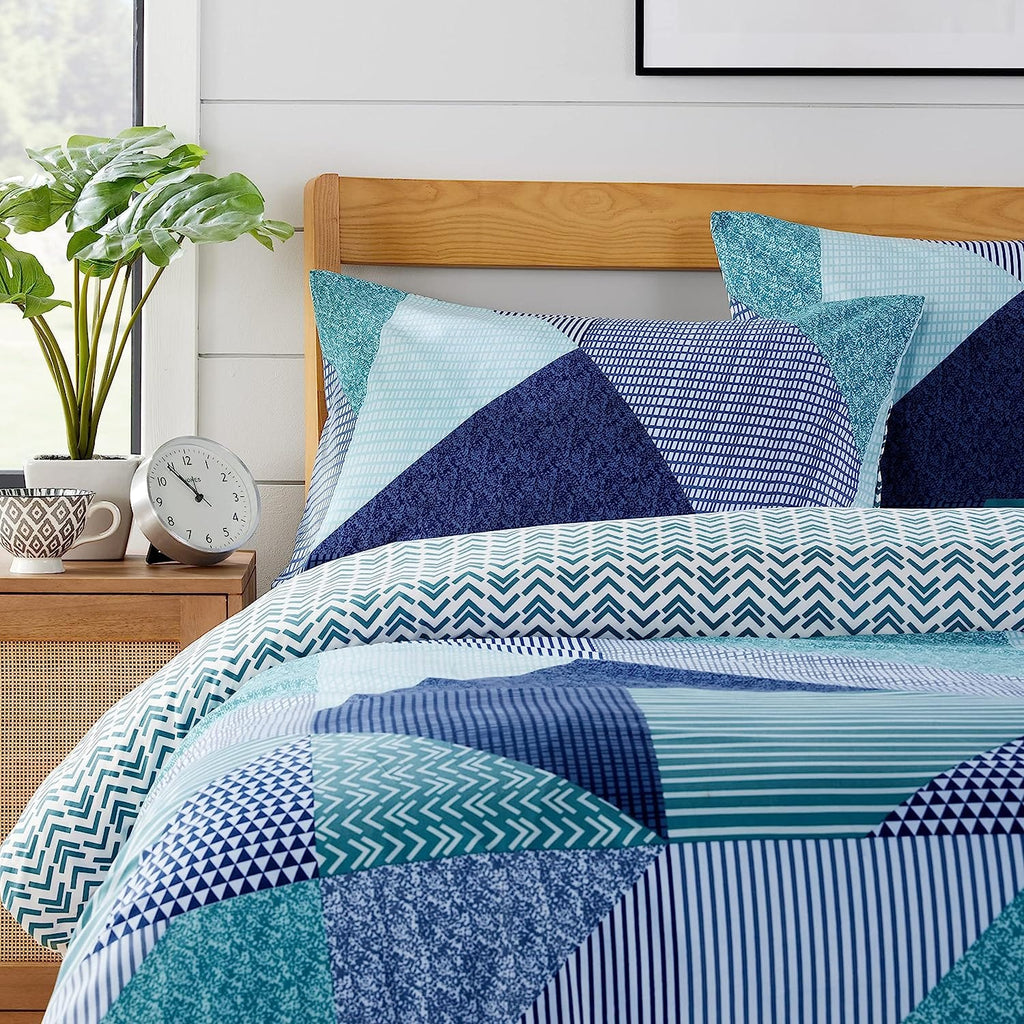 OLIVIA ROCCO Jasper Teal Printed Duvet Cover Set – Durable Easy Care Bedding