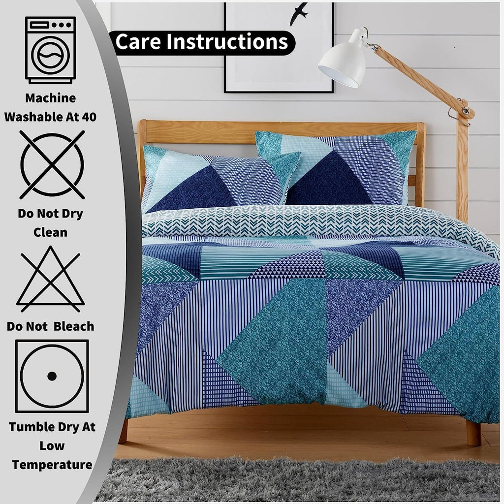 OLIVIA ROCCO Jasper Teal Printed Duvet Cover Set – Durable Easy Care Bedding