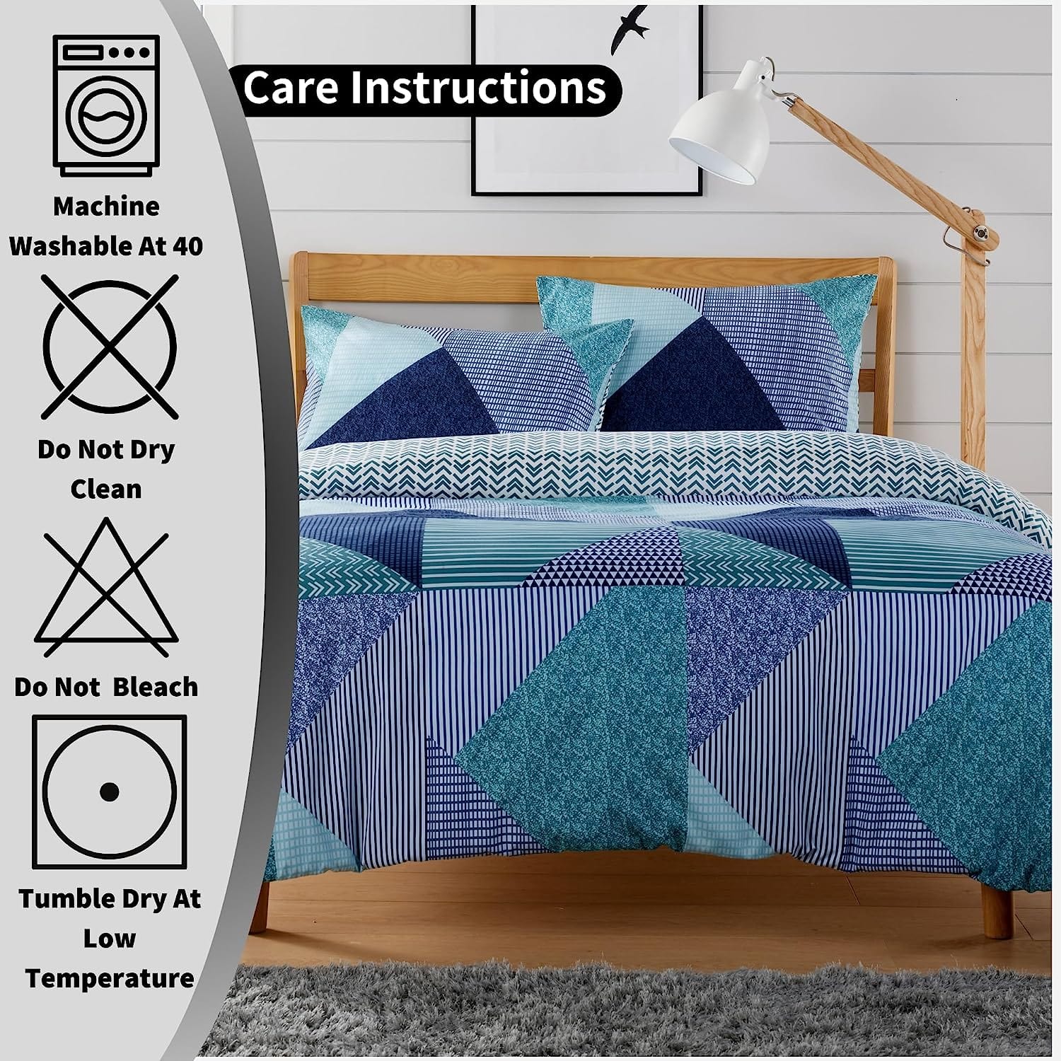 OLIVIA ROCCO Jasper Teal Printed Duvet Cover Set – Durable Easy Care Bedding