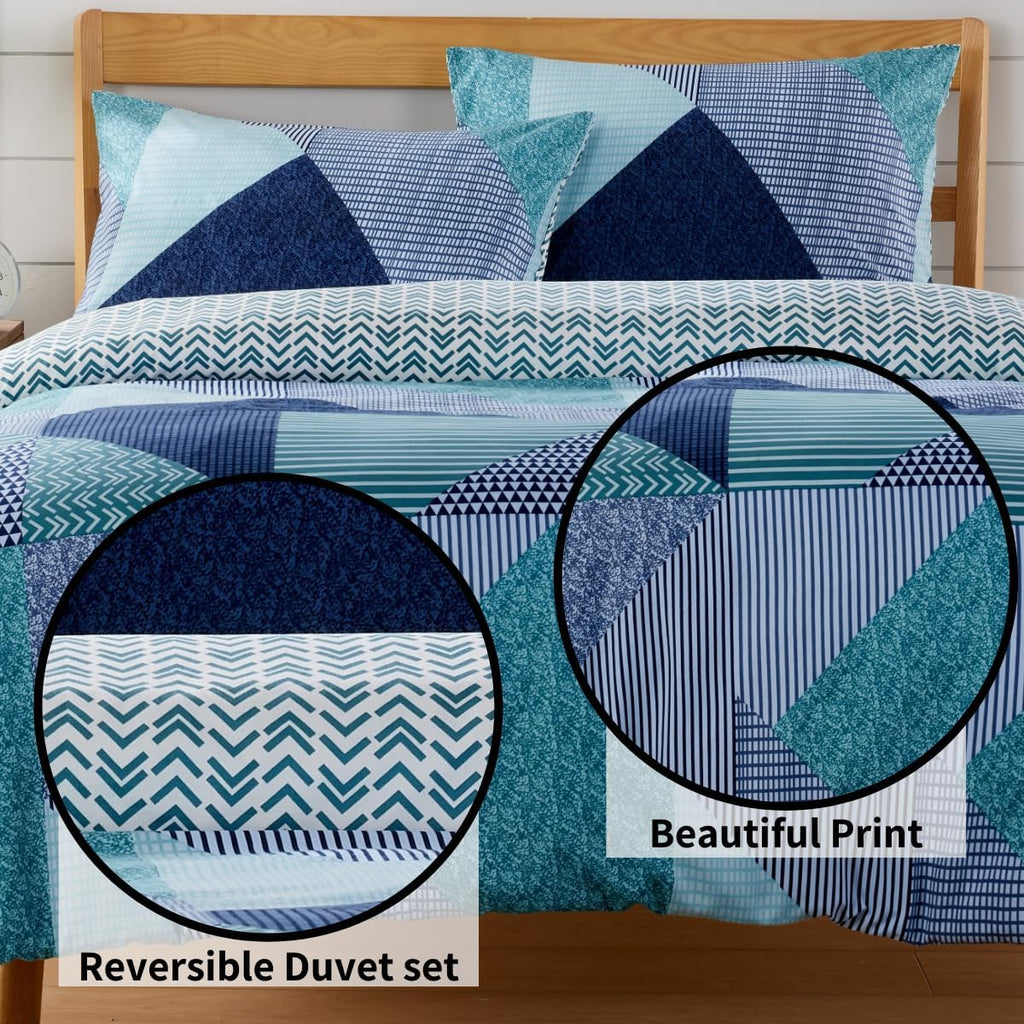 OLIVIA ROCCO Jasper Teal Printed Duvet Cover Set – Durable Easy Care Bedding