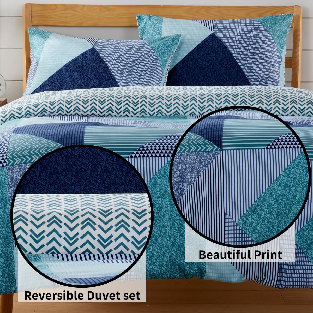 OLIVIA ROCCO Jasper Teal Printed Duvet Cover Set – Durable Easy Care Bedding