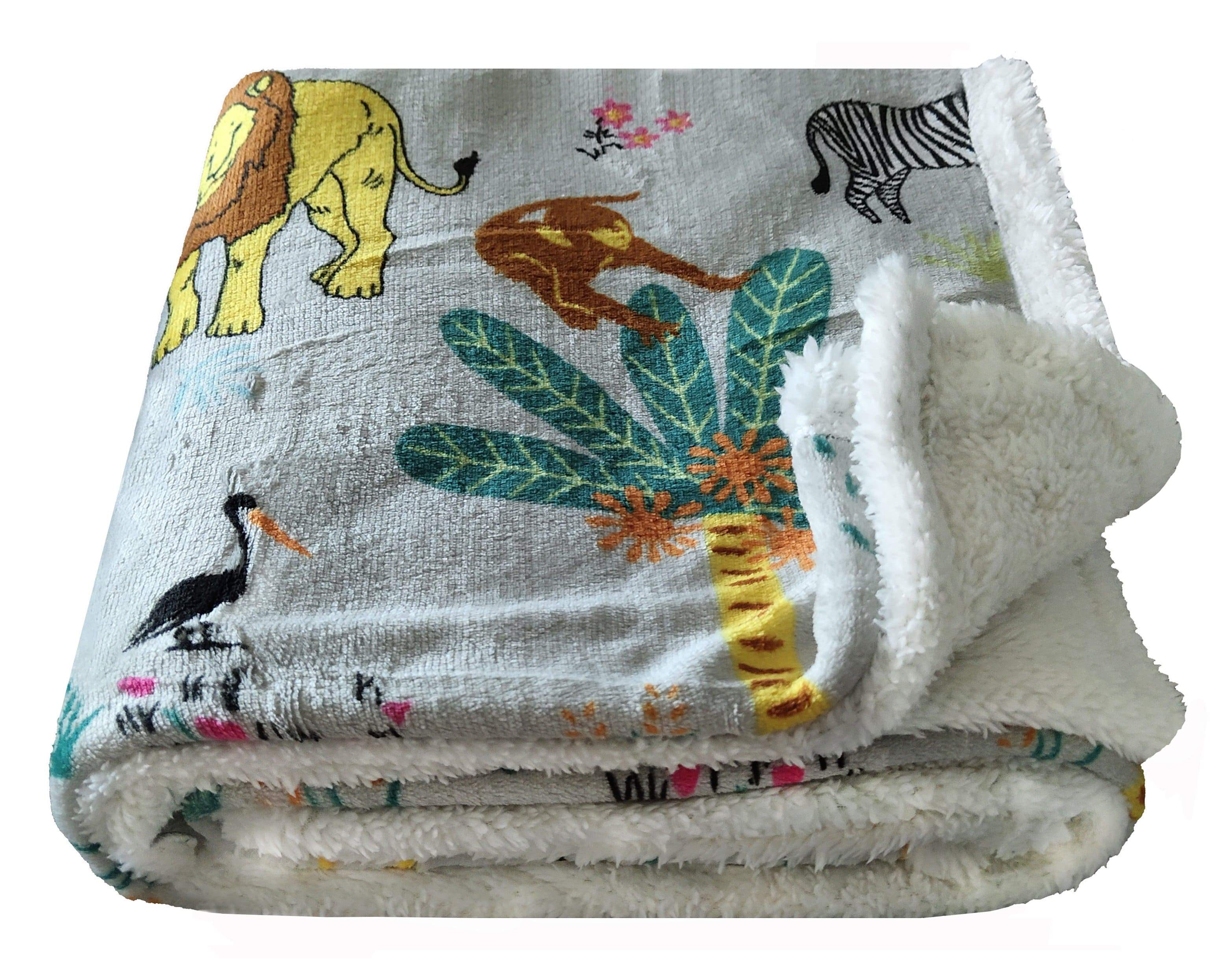 OLIVIA ROCCO Jungle Safari Kids Teddy Fleece Bedding Set – Animal Kingdom