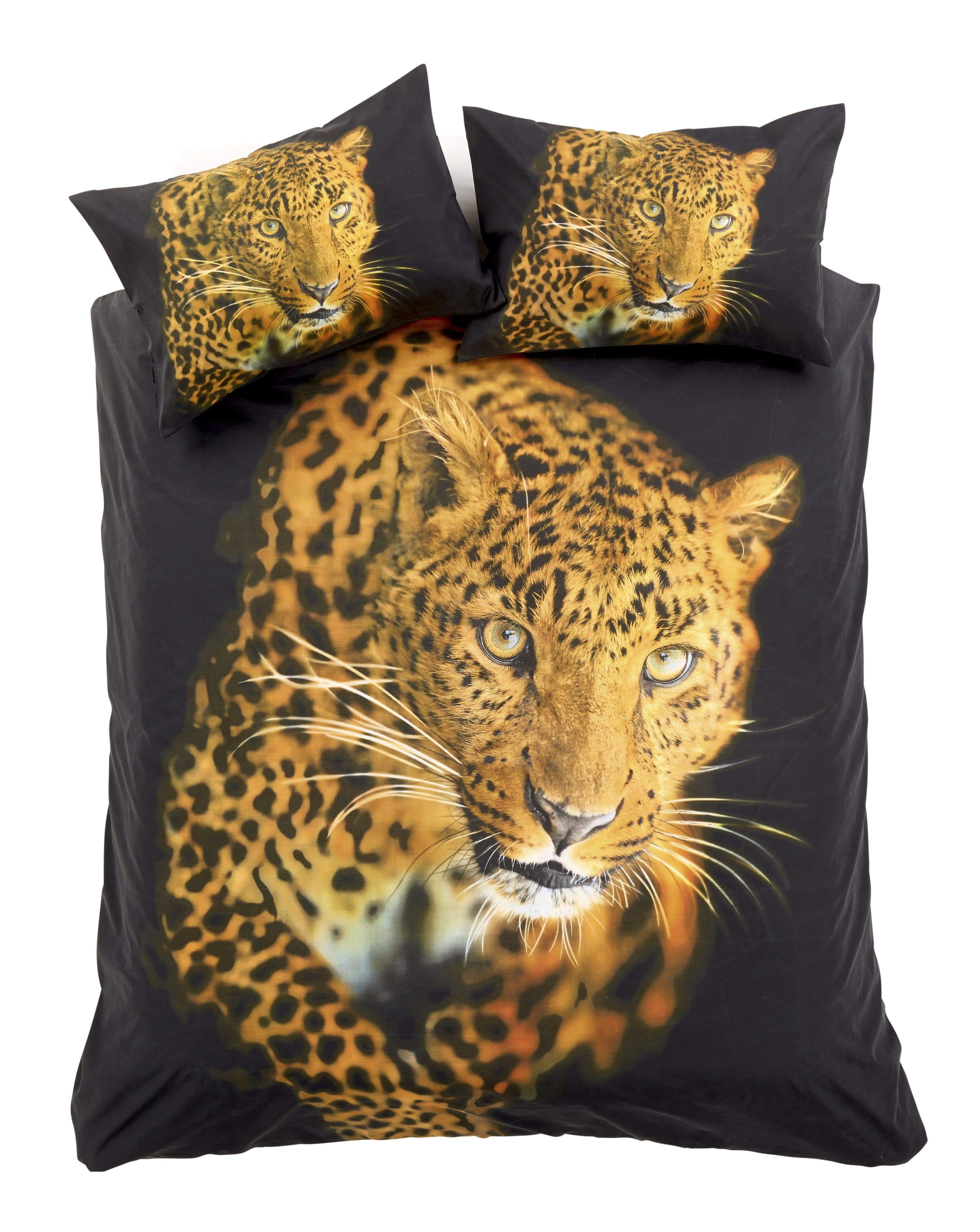 OLIVIA ROCCO Leopard Print Duvet Set – 3D Photo Panel Cotton Rich Bedding