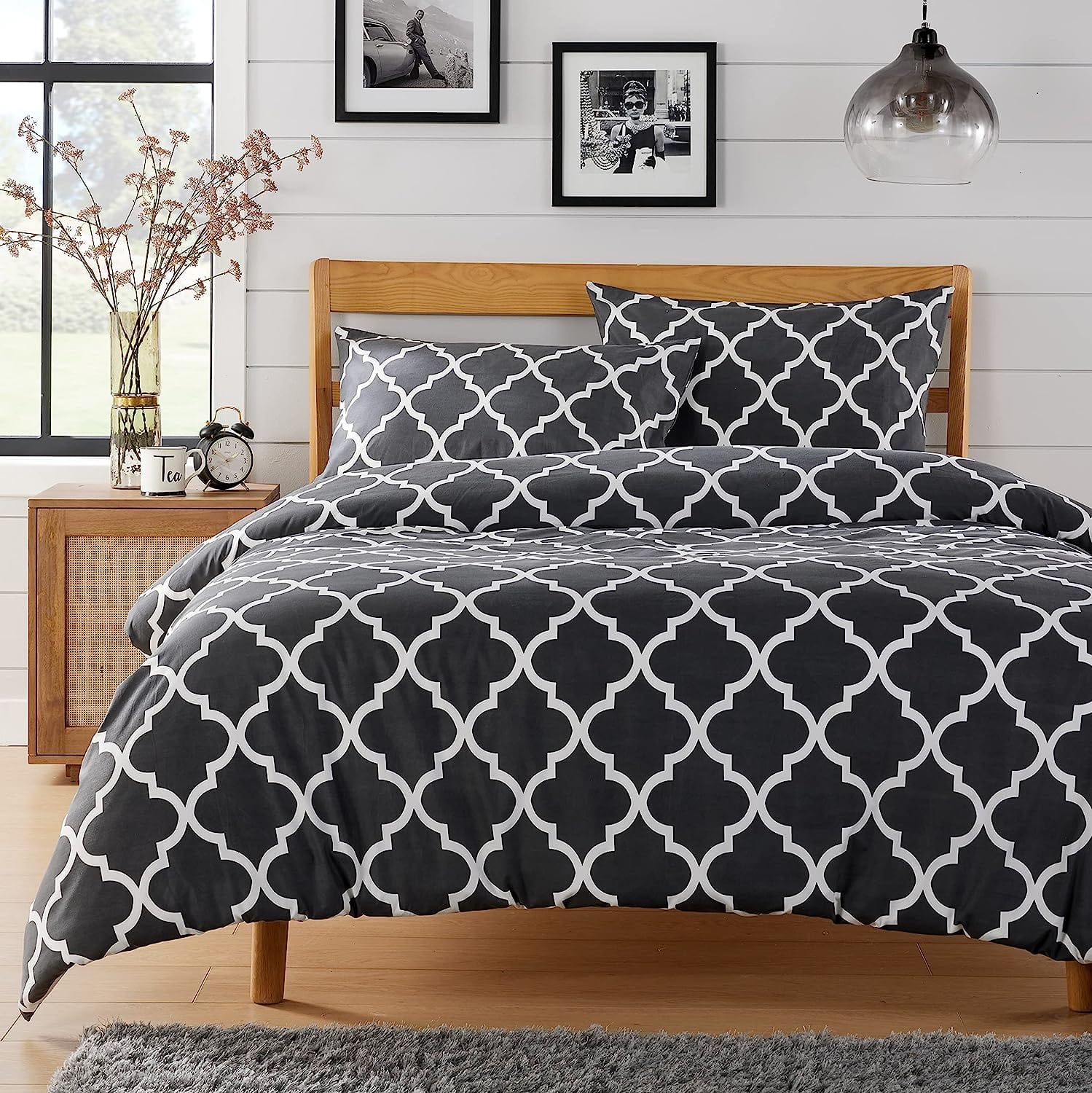 OLIVIA ROCCO Marrakesh Grey Printed Duvet Cover Set | Easy Care Bedding
