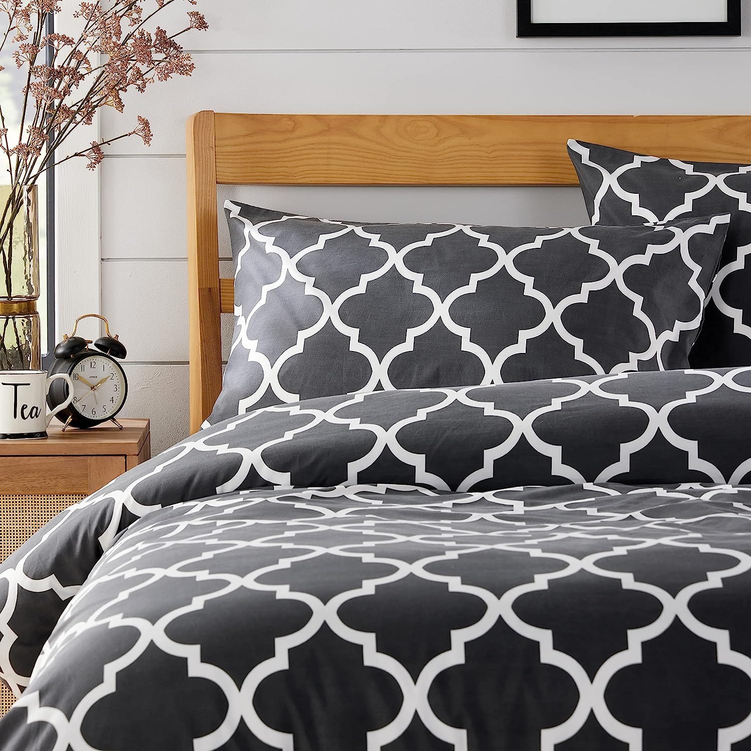 OLIVIA ROCCO Marrakesh Grey Printed Duvet Cover Set | Easy Care Bedding