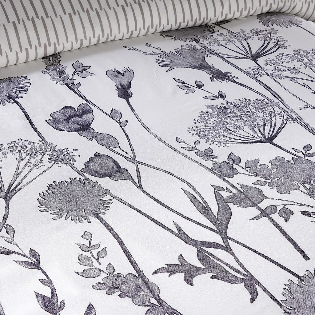 OLIVIA ROCCO Meadow Grey Reversible Duvet Cover Set | Easy Care Bedding