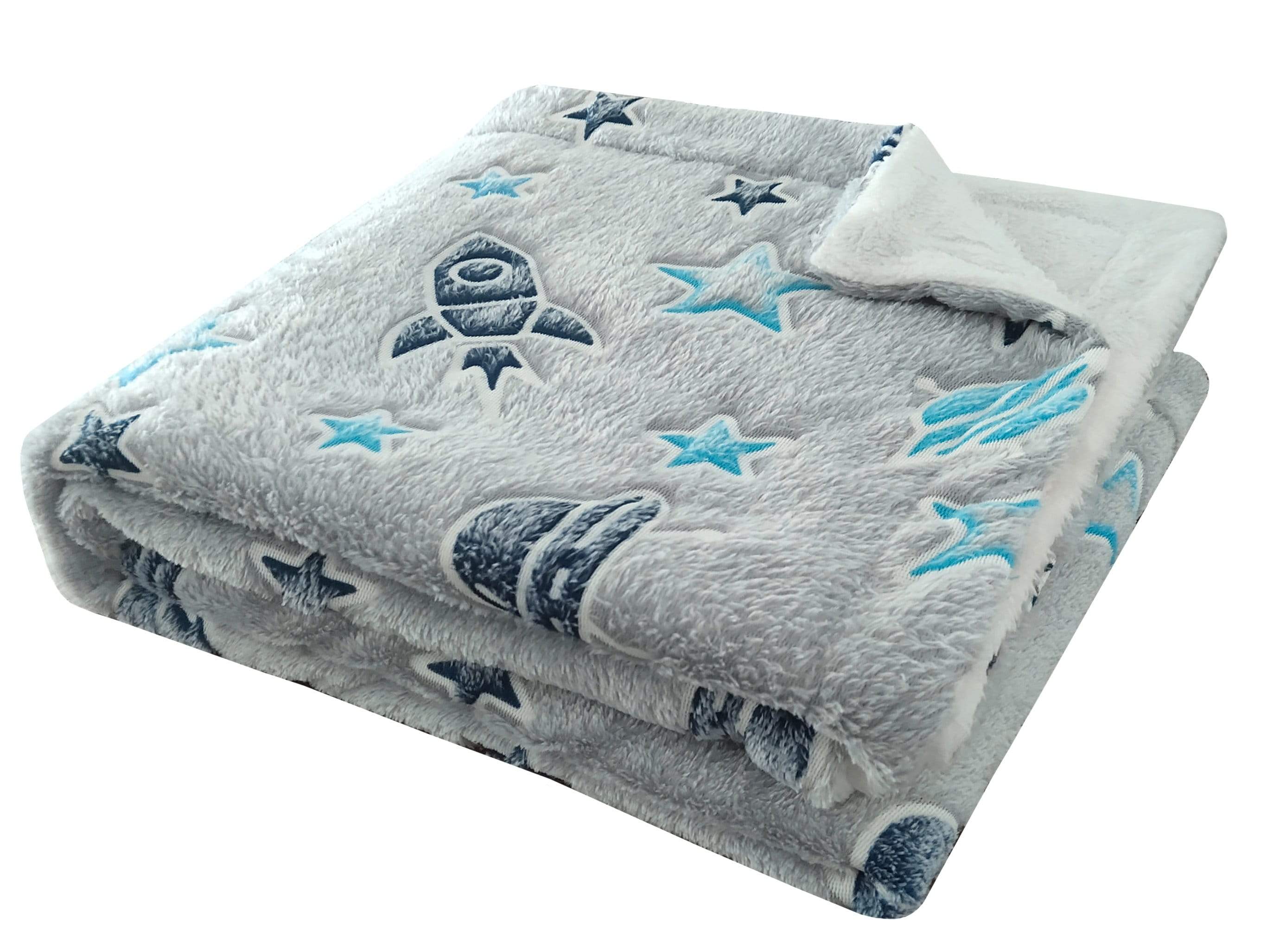 OLIVIA ROCCO Glow In The Dark Outer Space Teddy Fleece Kids Duvet Set