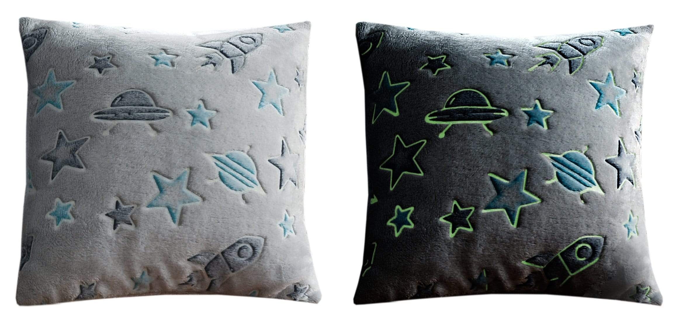 OLIVIA ROCCO Glow In The Dark Outer Space Teddy Fleece Kids Duvet Set