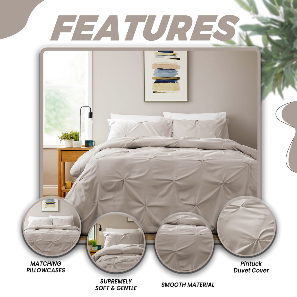 OLIVIA ROCCO Pintuck Microfibre Duvet Cover Set | Breathable Bedding
