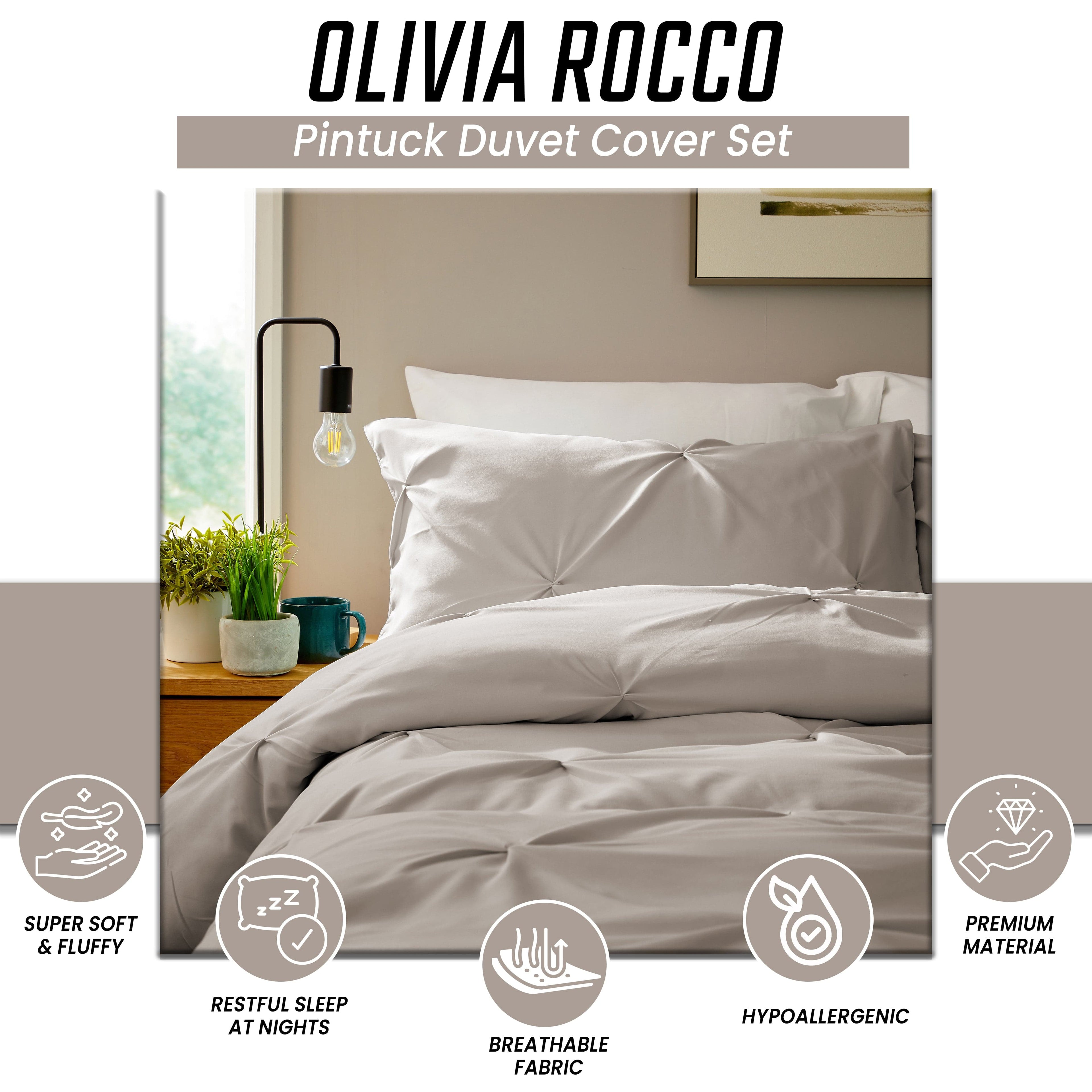 OLIVIA ROCCO Pintuck Microfibre Duvet Cover Set | Breathable Bedding