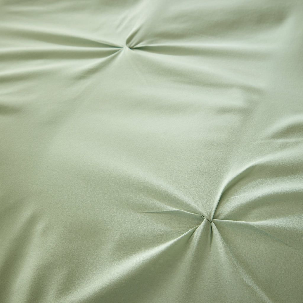 OLIVIA ROCCO Pintuck Sage Green Microfibre Duvet Cover Set with Pillowcases