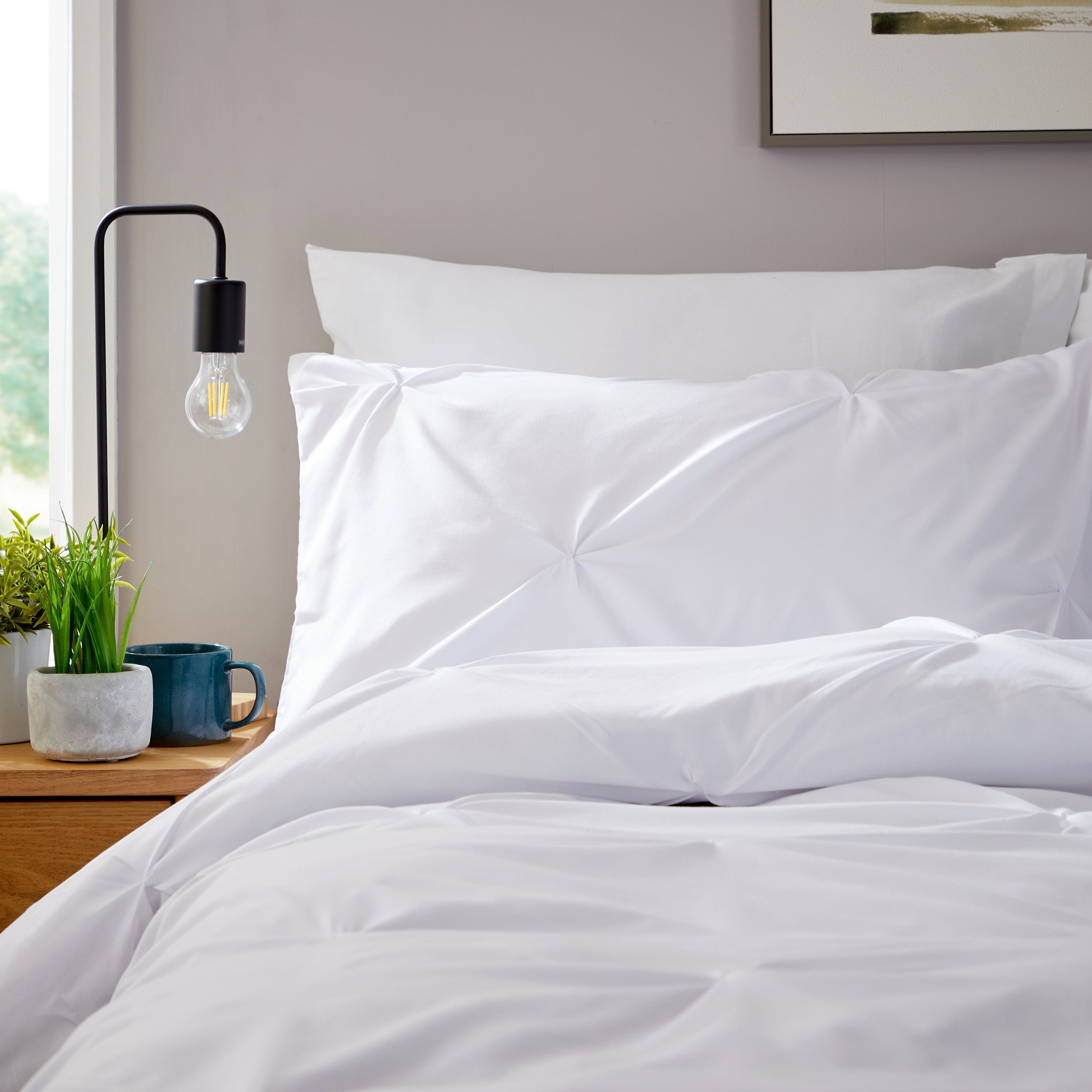 OLIVIA ROCCO Pintuck White Microfibre Duvet Cover Set - Soft Bedding