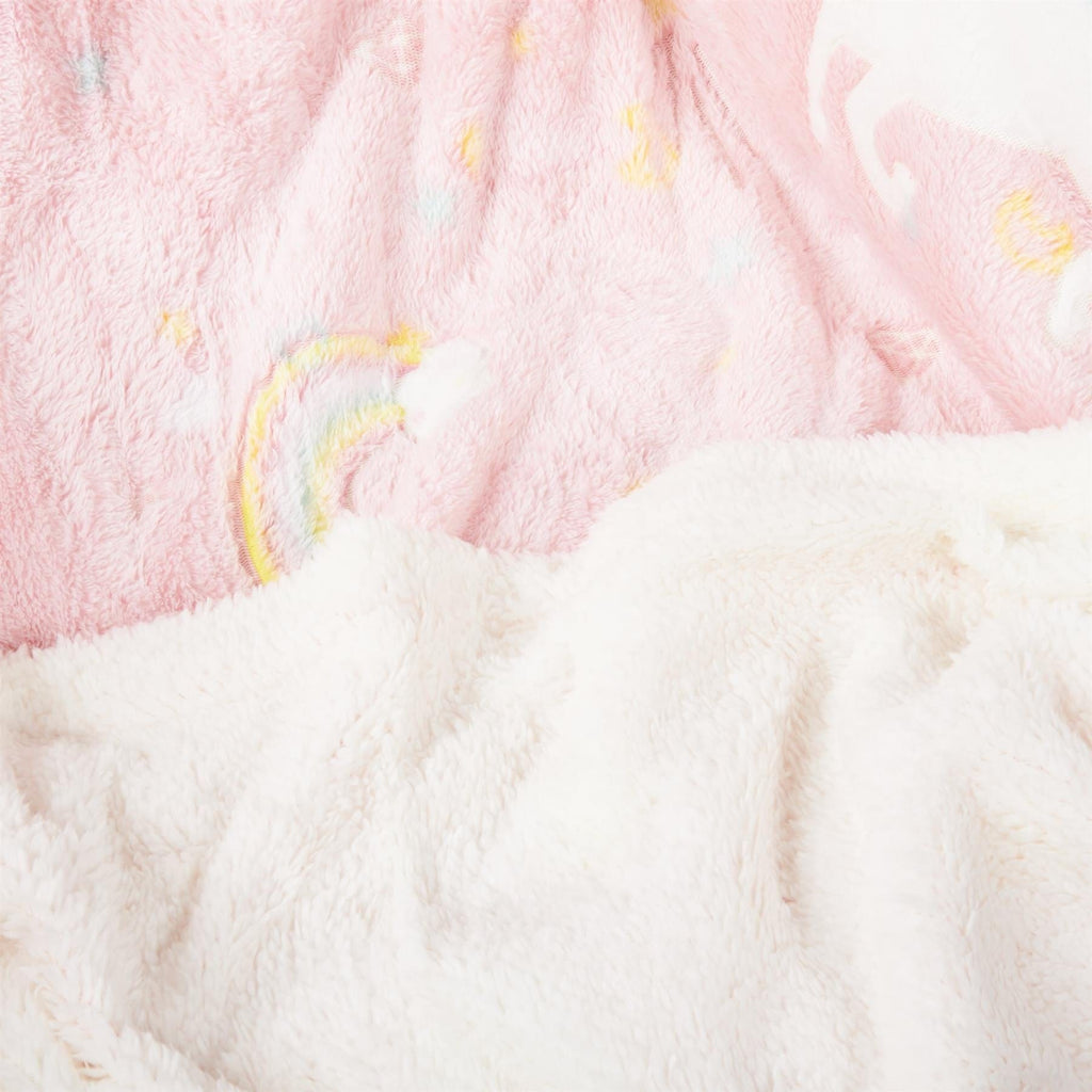 OLIVIA ROCCO Rainbow Unicorn Glow In The Dark Teddy Fleece Kids Duvet Set