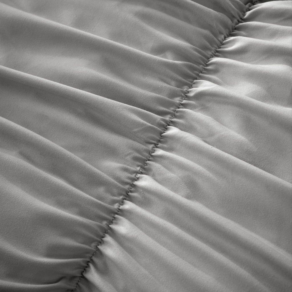 OLIVIA ROCCO Ruched Grey Microfibre Duvet Cover Set | Ruffle Bedding