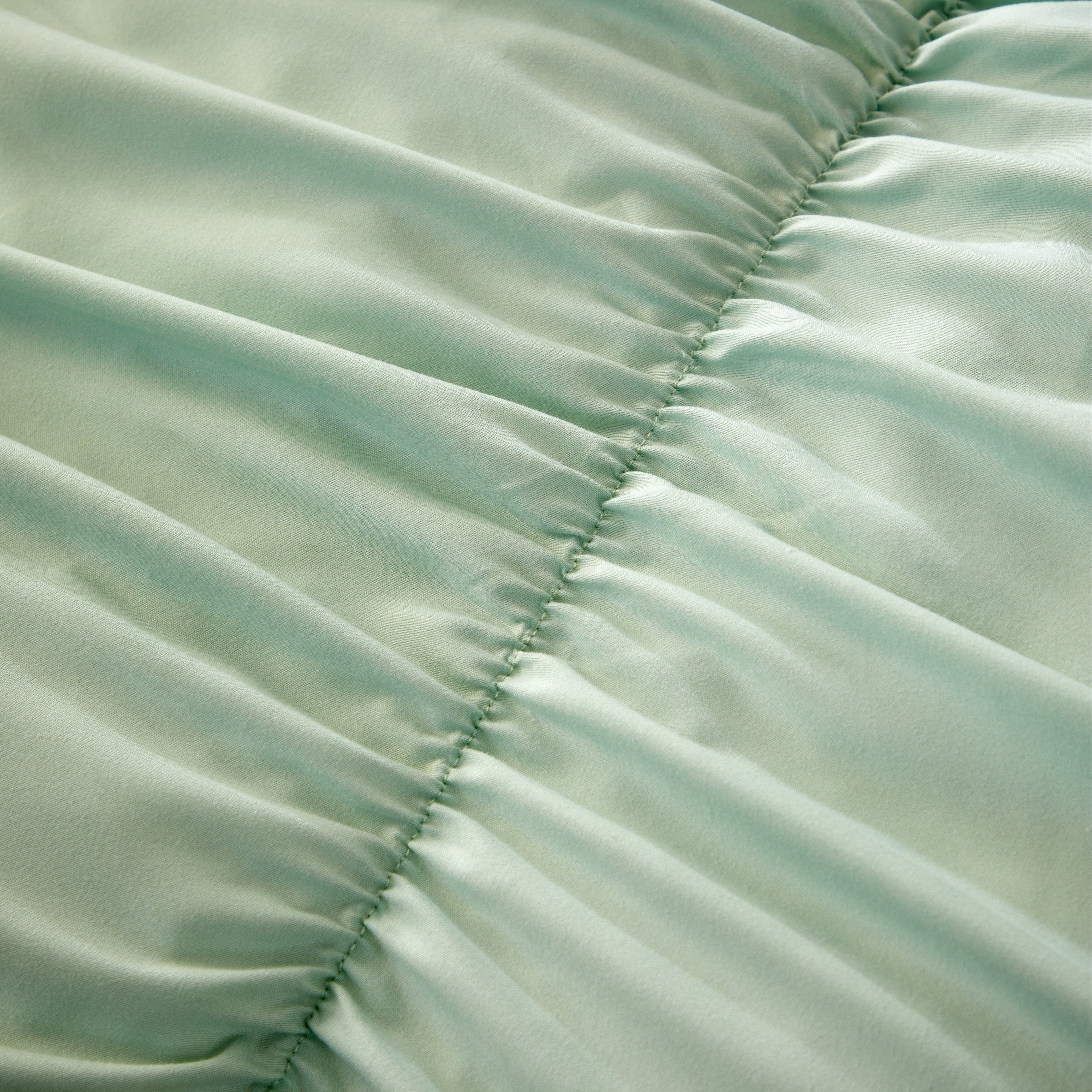 OLIVIA ROCCO Sage Green Ruched Microfibre Duvet Cover Set | Ruffle Bedding