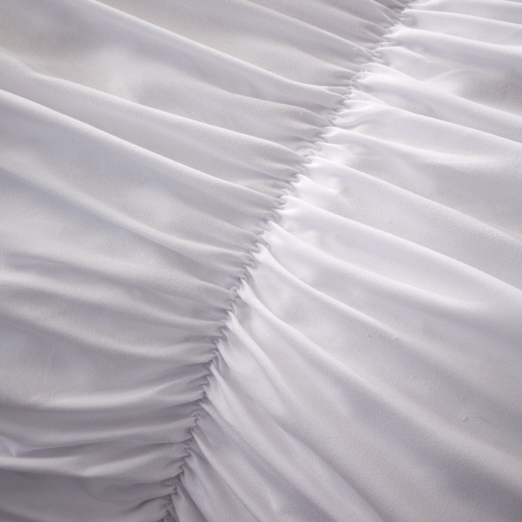 OLIVIA ROCCO Ruched White Microfibre Duvet Cover Set | Ruffle Bedding