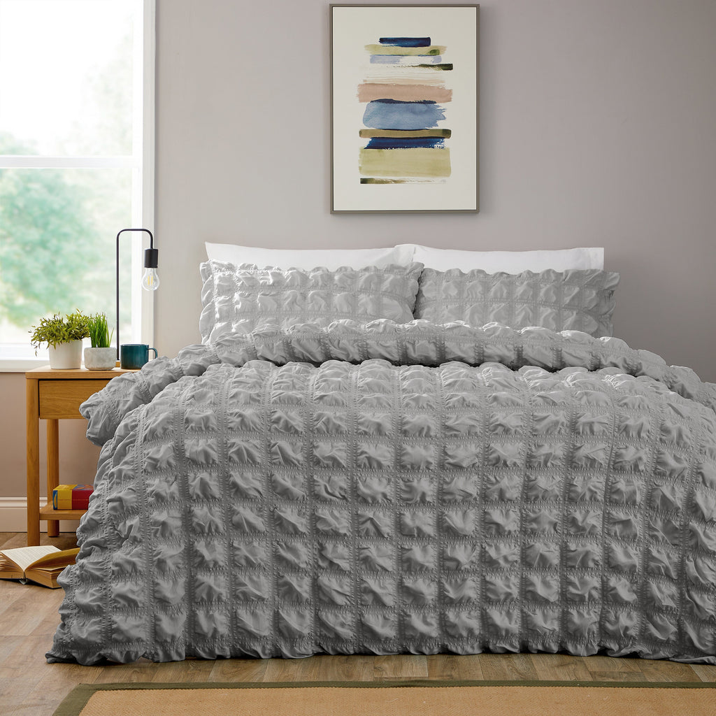 OLIVIA ROCCO Soho Grey Quilted Microfibre Duvet Cover Set – Bed Linen