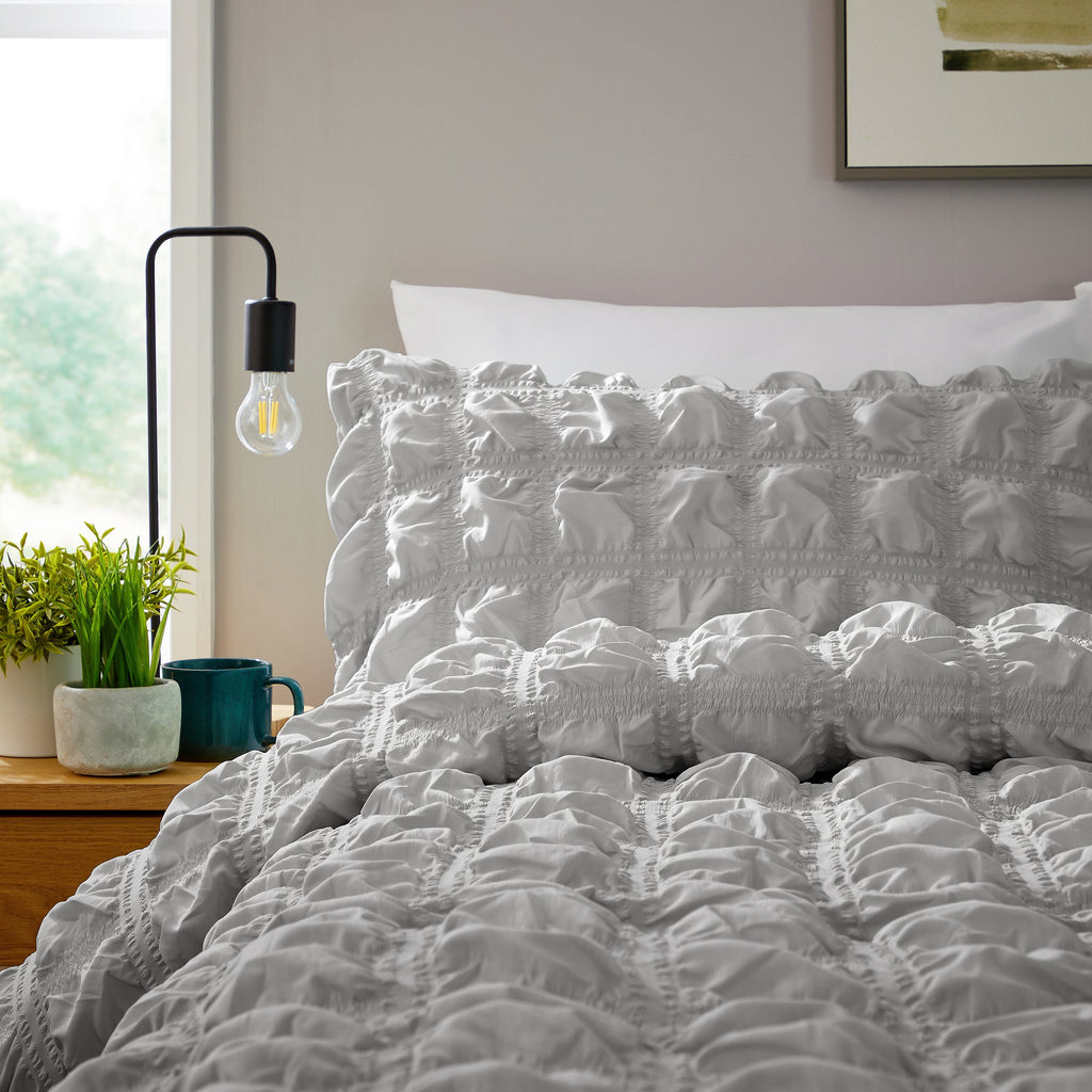 OLIVIA ROCCO Soho Grey Quilted Microfibre Duvet Cover Set – Bed Linen