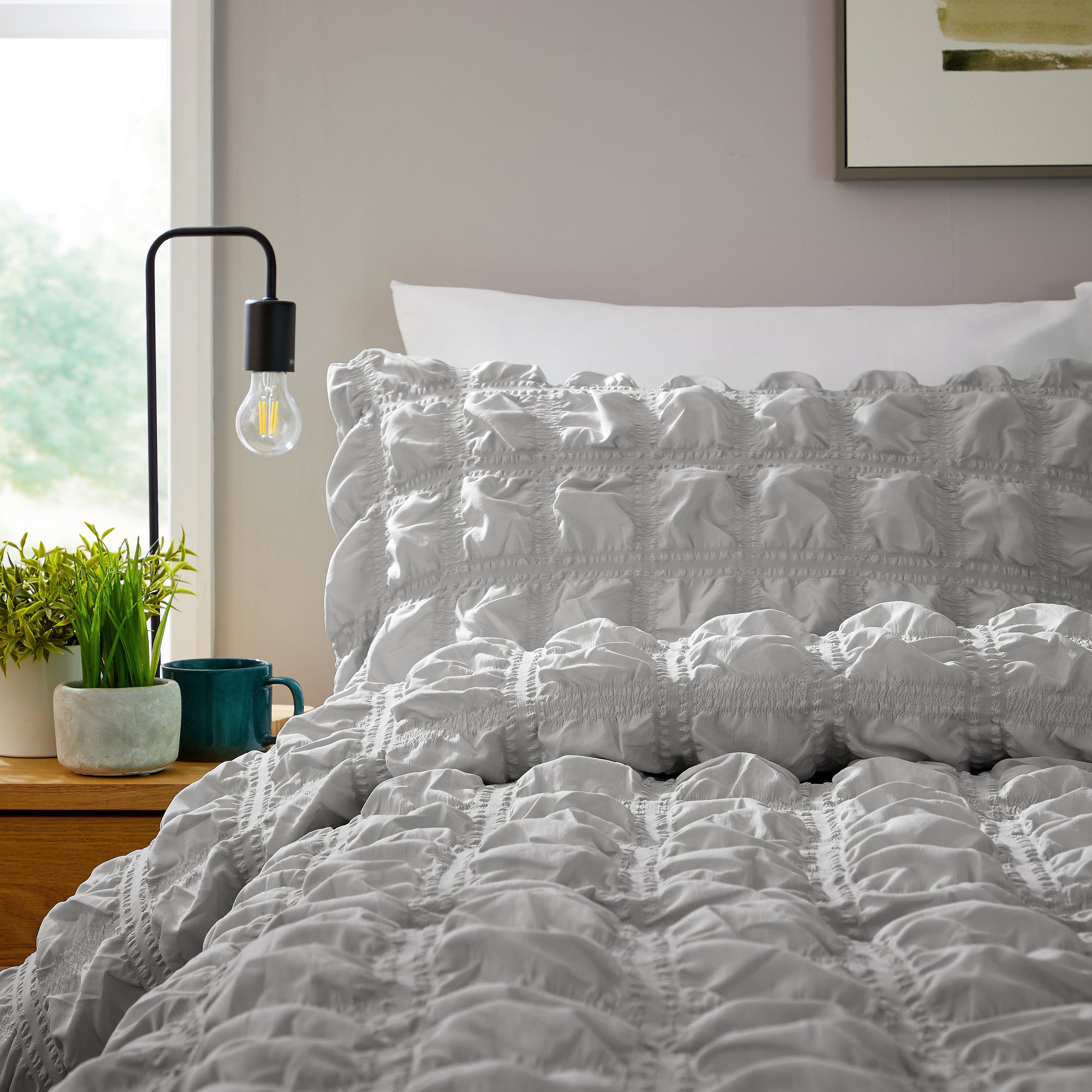 OLIVIA ROCCO Soho Grey Quilted Microfibre Duvet Cover Set – Bed Linen
