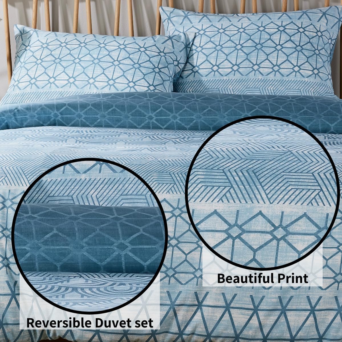 OLIVIA ROCCO Versailles Teal Duvet Cover Set – Printed Polyester Bedding