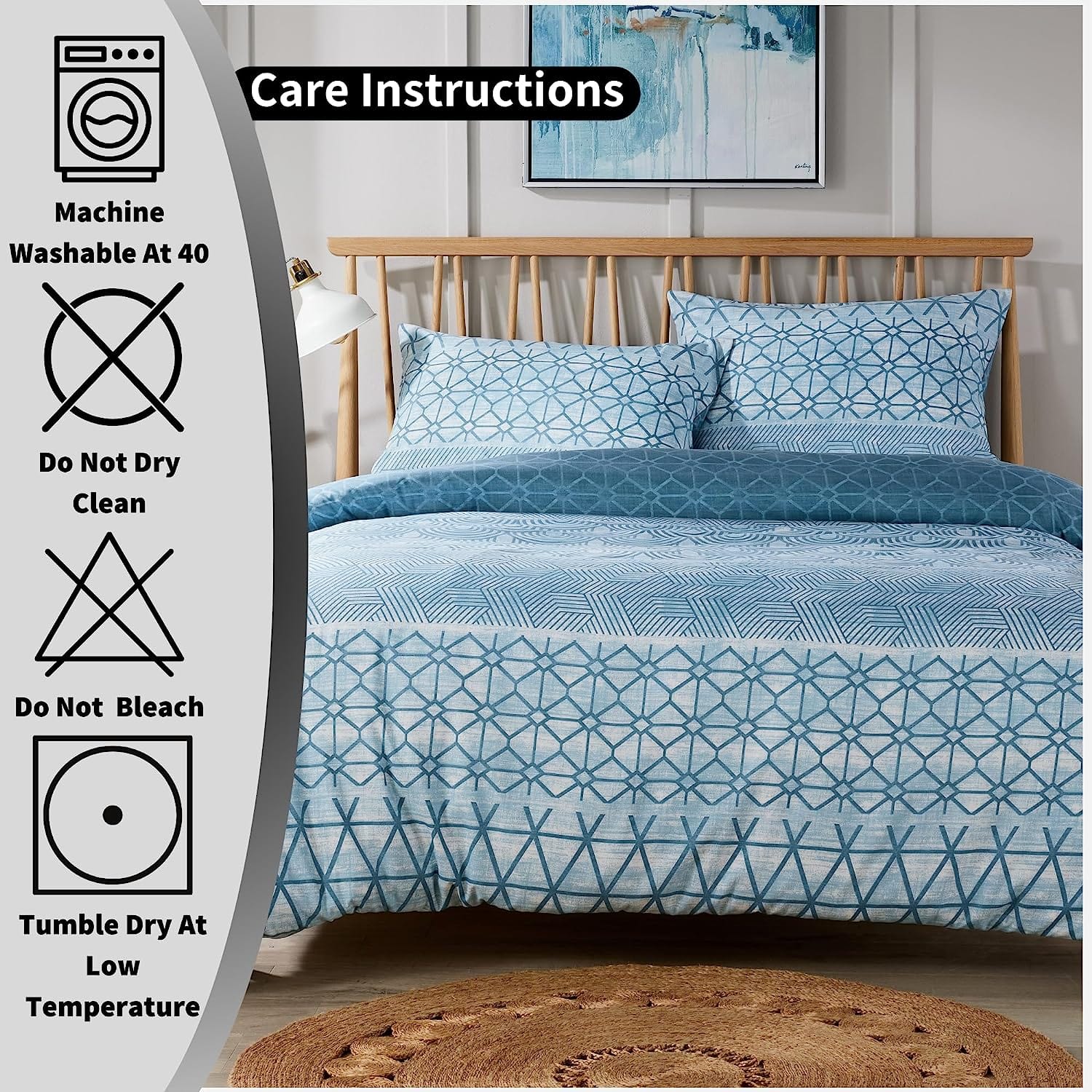 OLIVIA ROCCO Versailles Teal Duvet Cover Set – Printed Polyester Bedding
