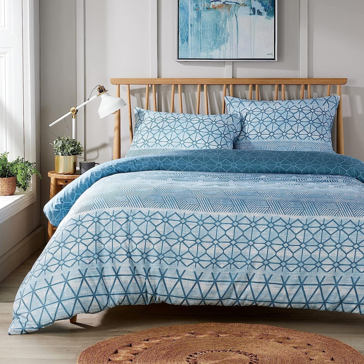 OLIVIA ROCCO Versailles Teal Duvet Cover Set – Printed Polyester Bedding