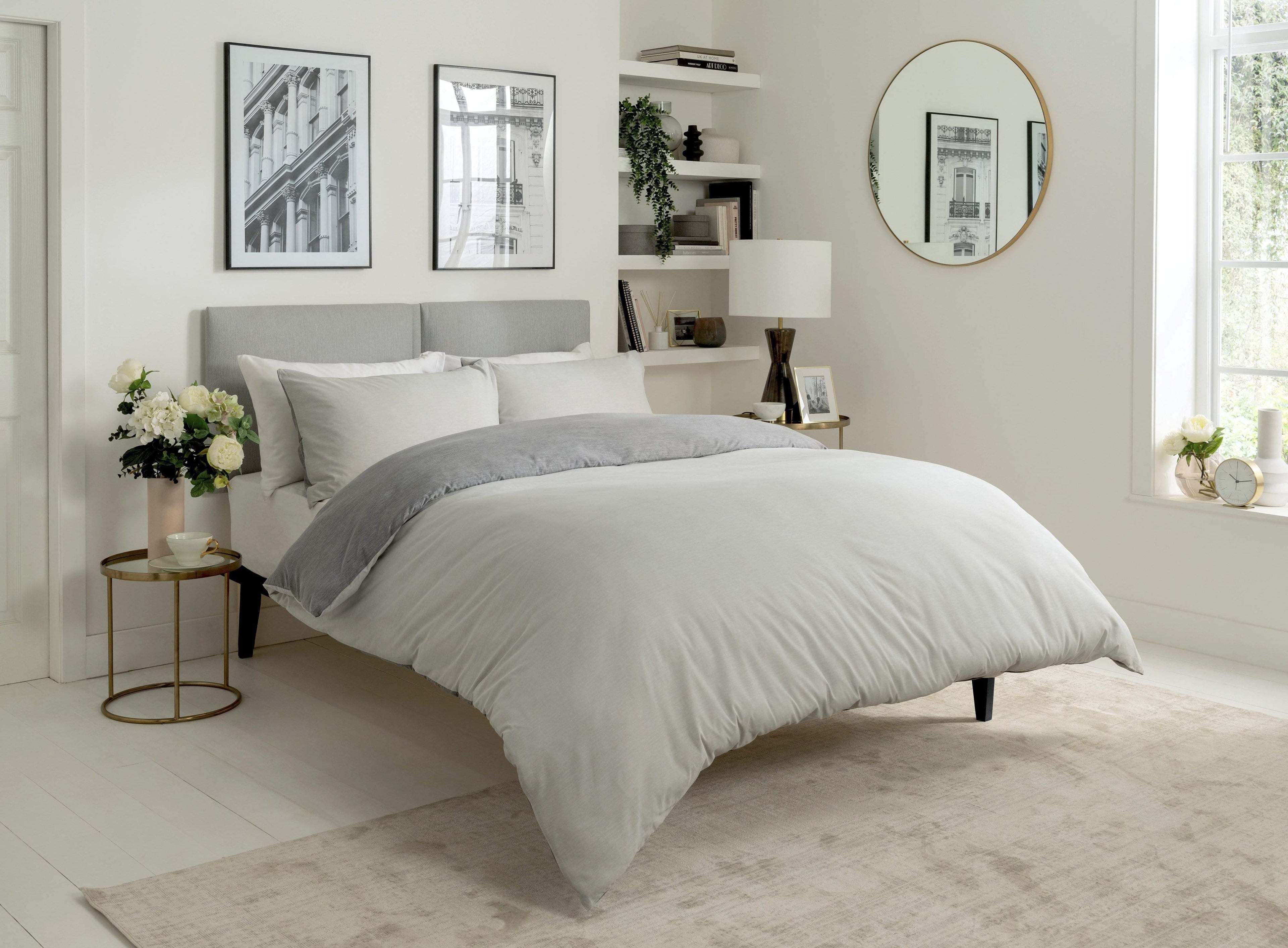 OLIVIA ROCCO Chambray Reversible Duvet Set | Cotton Rich Bedding - Grey/Pink
