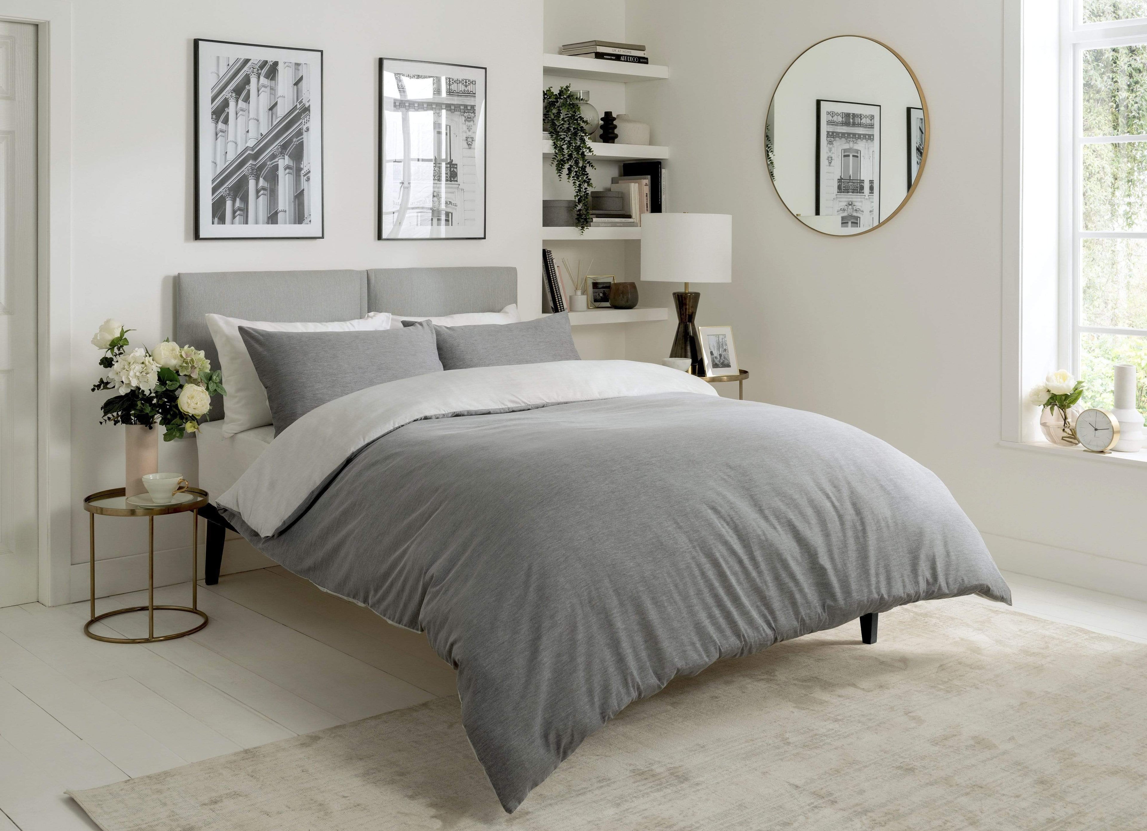 OLIVIA ROCCO Chambray Reversible Duvet Set | Cotton Rich Bedding - Grey/Pink