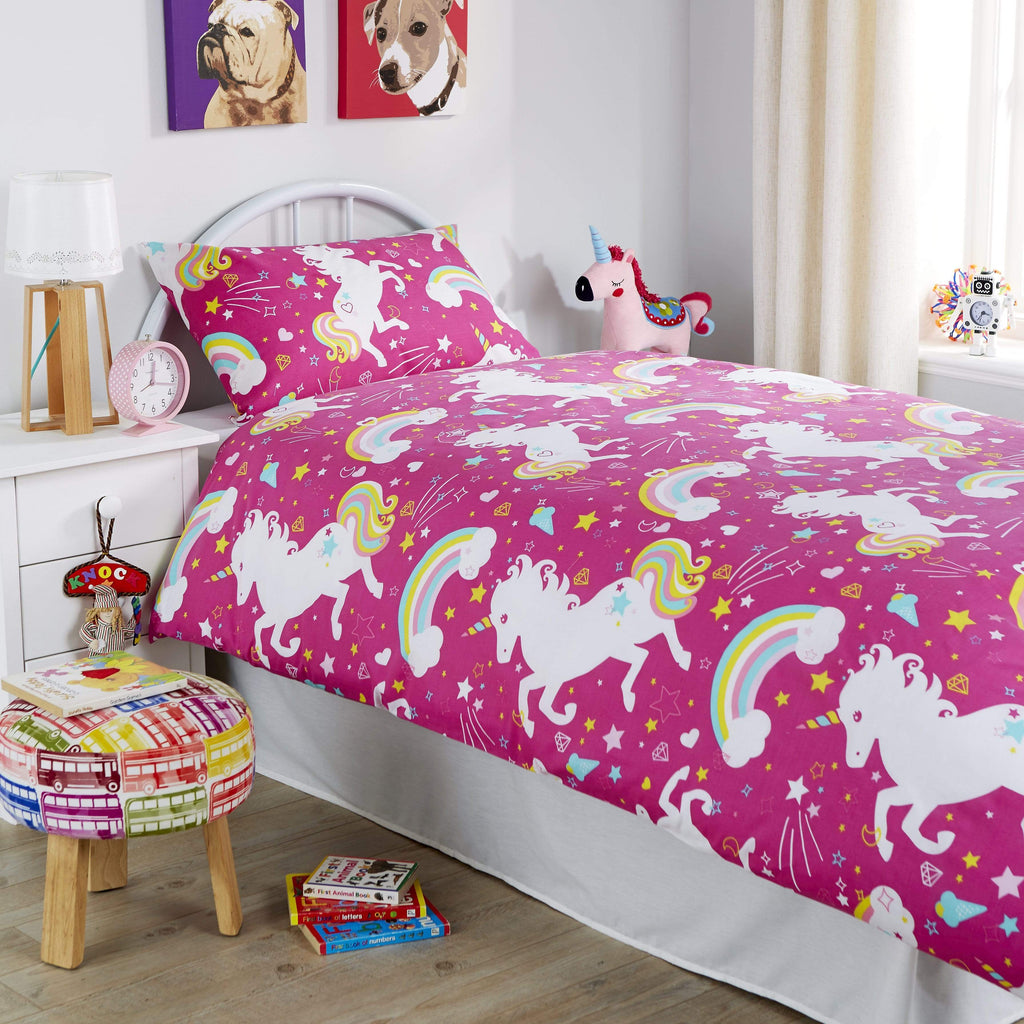 OLIVIA ROCCO Unicorn Kids Duvet Cover Set – Cotton-Rich OEKO-TEX Bedding