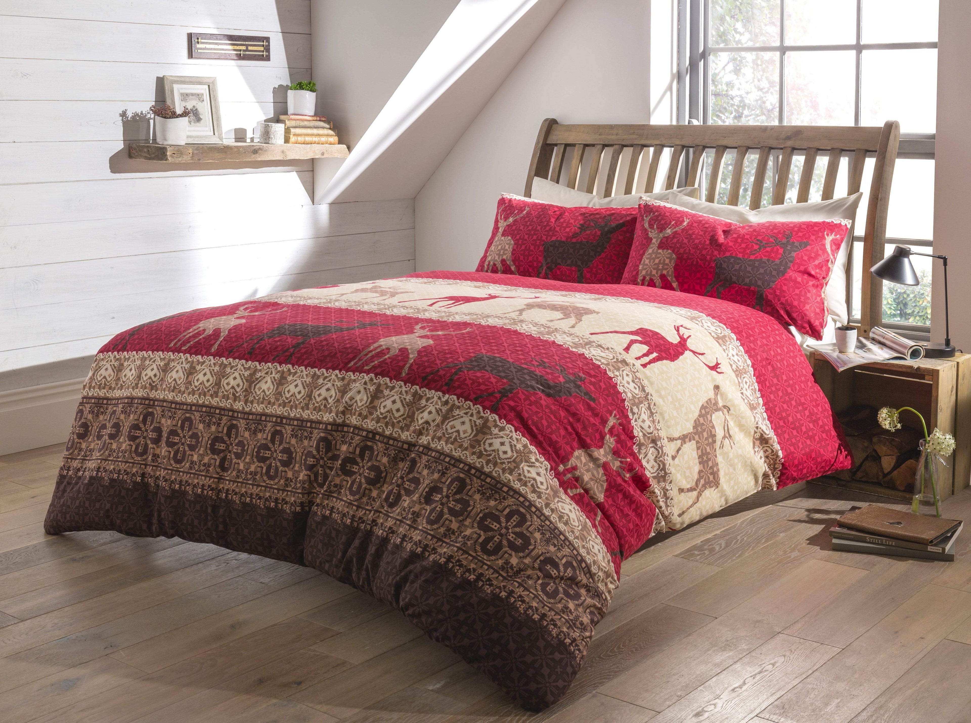 OLIVIA ROCCO Fair Isle Duvet Set – Brushed Cotton Flannel Highland Bedding