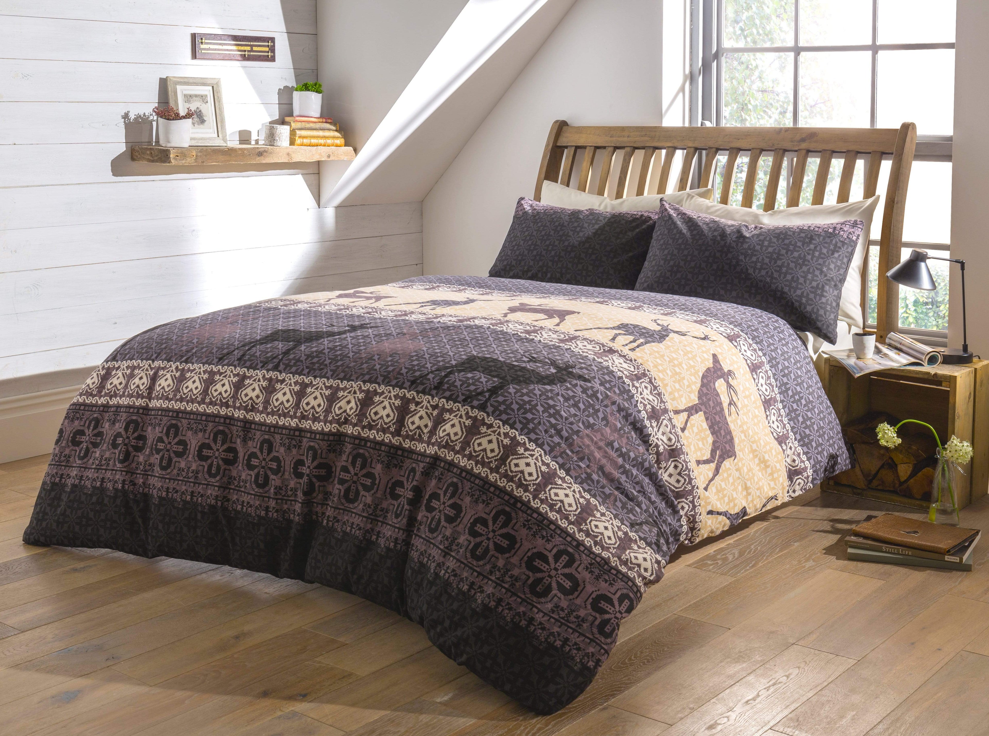OLIVIA ROCCO Fair Isle Duvet Set – Brushed Cotton Flannel Highland Bedding