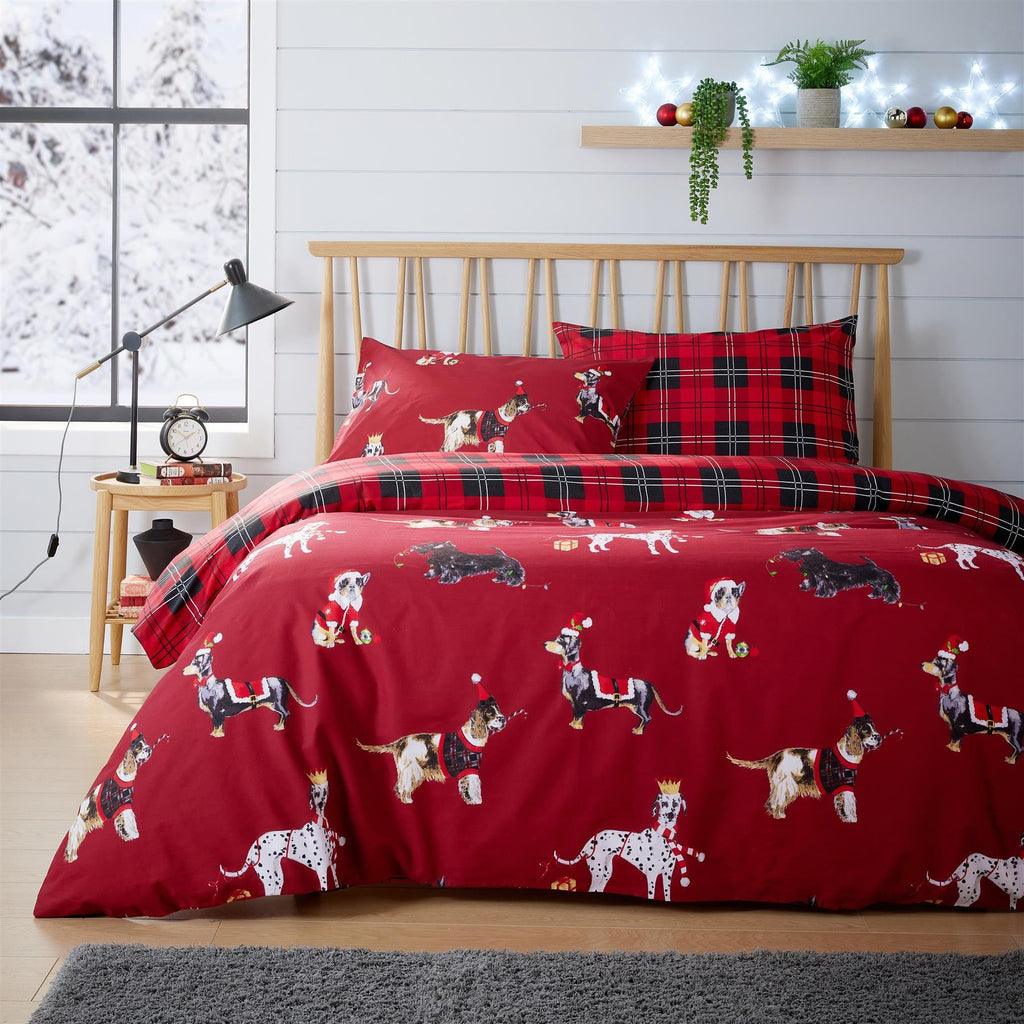 OLIVIA ROCCO Christmas Dogs Duvet Cover Set – Reversible Cotton Rich Bedding