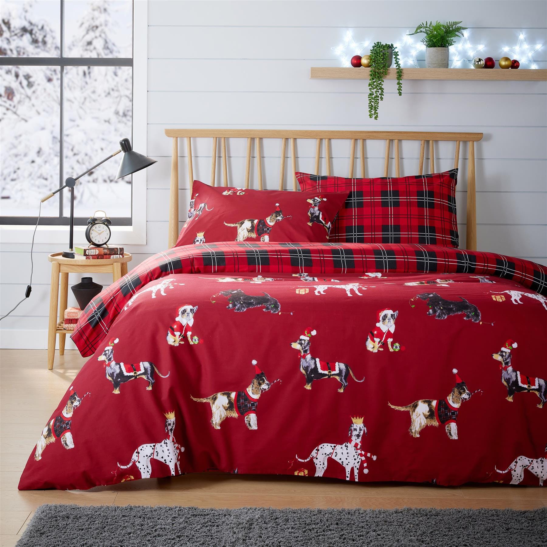 OLIVIA ROCCO Christmas Dogs Duvet Cover Set – Reversible Cotton Rich Bedding