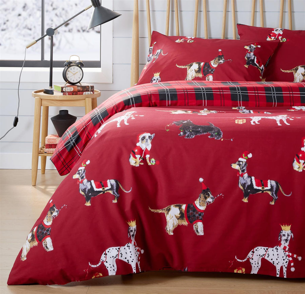 OLIVIA ROCCO Christmas Dogs Duvet Cover Set – Reversible Cotton Rich Bedding