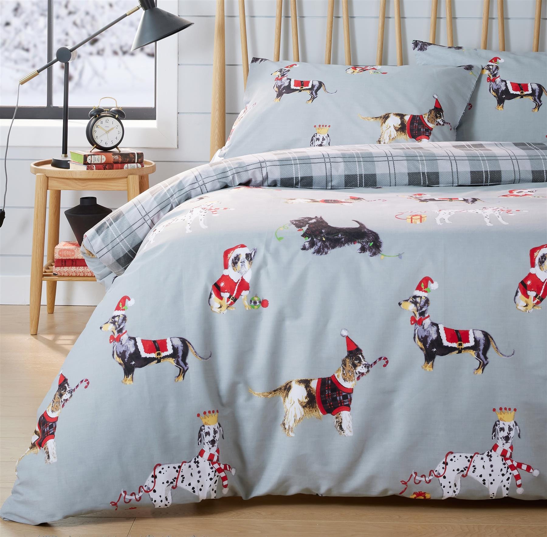 OLIVIA ROCCO Christmas Dogs Duvet Cover Set – Reversible Cotton Rich Bedding