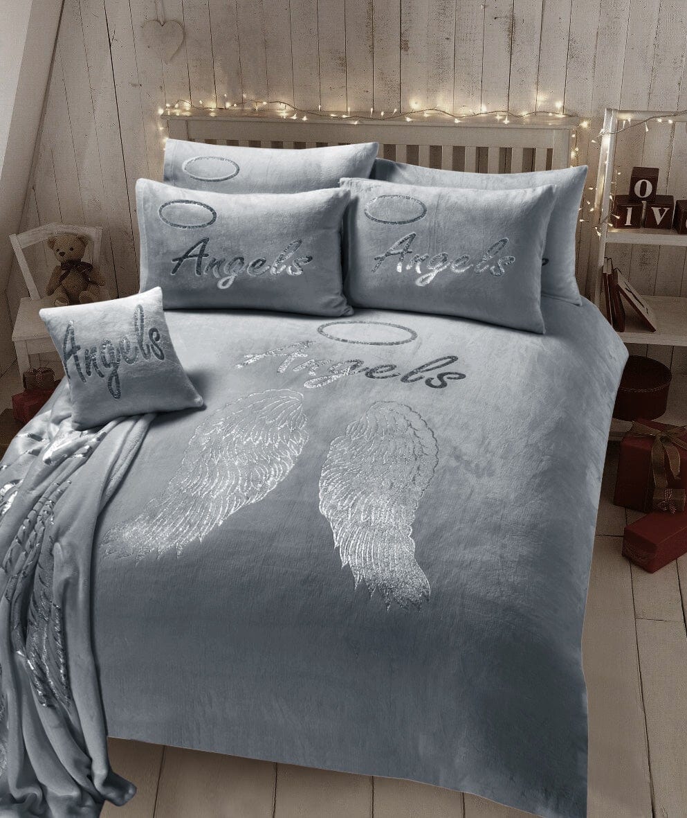OLIVIA ROCCO Angel Wings Teddy Fleece Duvet Set – Soft Faux Fur Bedding