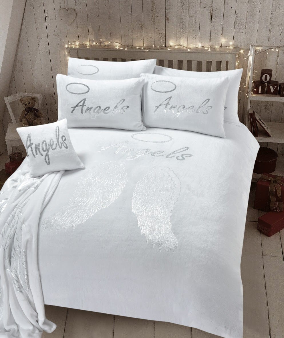 OLIVIA ROCCO Angel Wings Teddy Fleece Duvet Set – Soft Faux Fur Bedding