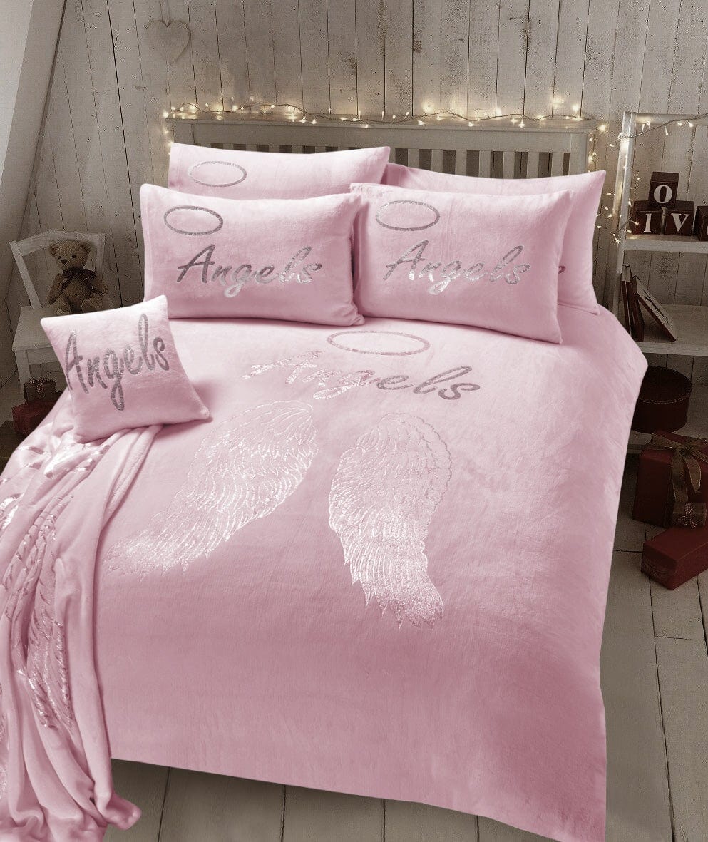 OLIVIA ROCCO Angel Wings Teddy Fleece Duvet Set – Soft Faux Fur Bedding