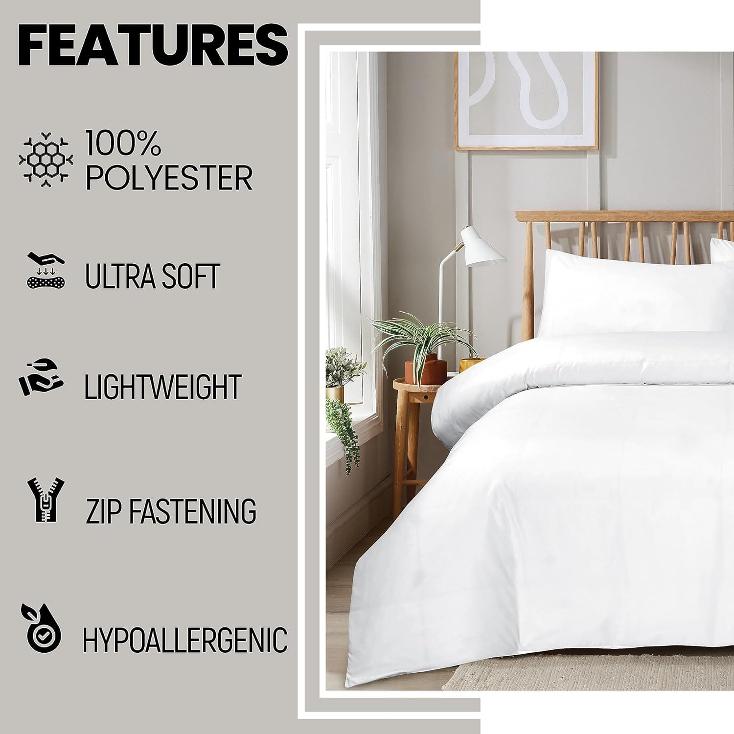 OLIVIA ROCCO Plain Duvet Set – Super Soft Bed Linen with Zipper Closure