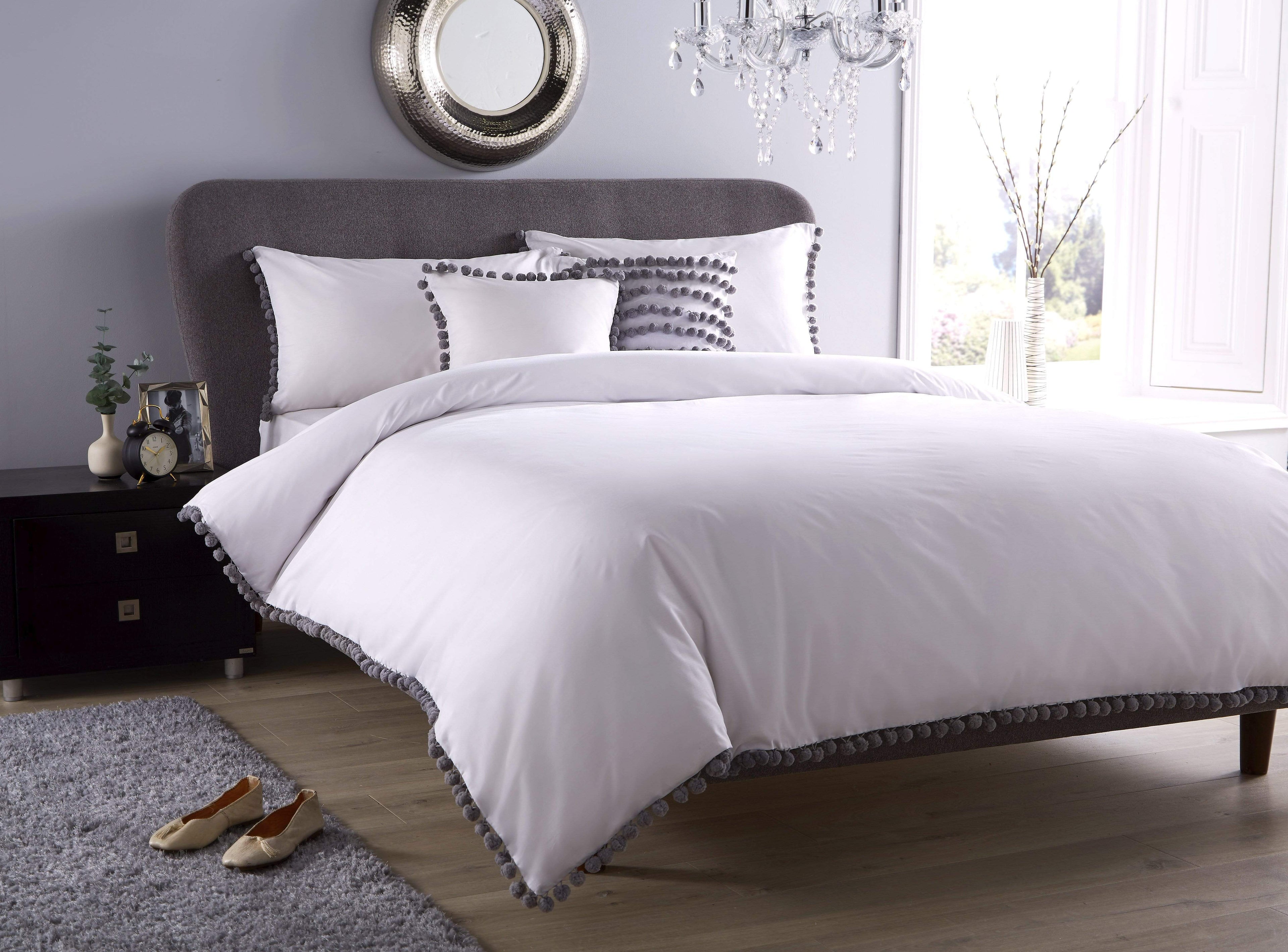 OLIVIA ROCCO Pom Pom Duvet Set – Hand Stitched Cotton Rich Bedding