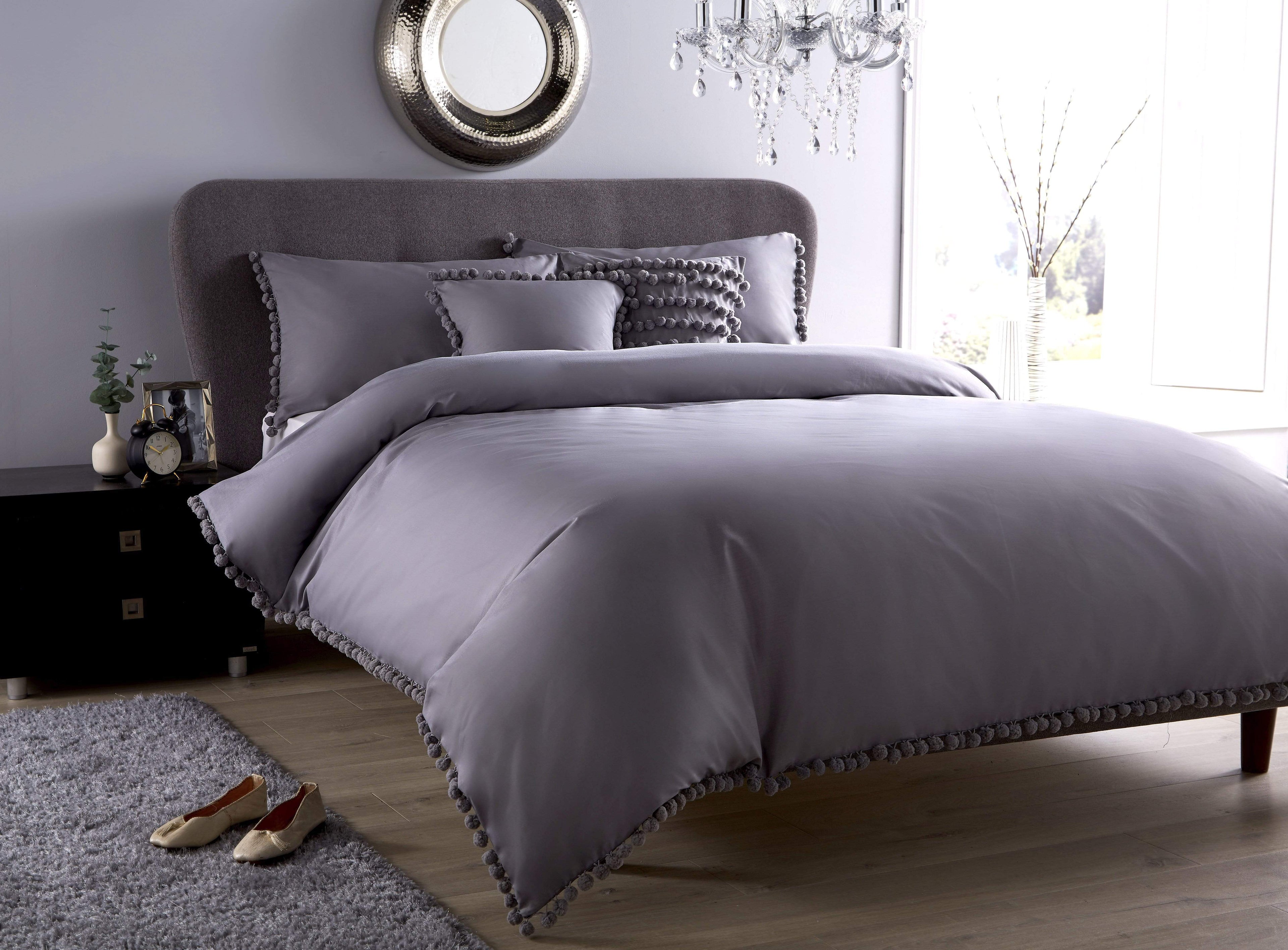 OLIVIA ROCCO Pom Pom Duvet Set – Hand Stitched Cotton Rich Bedding