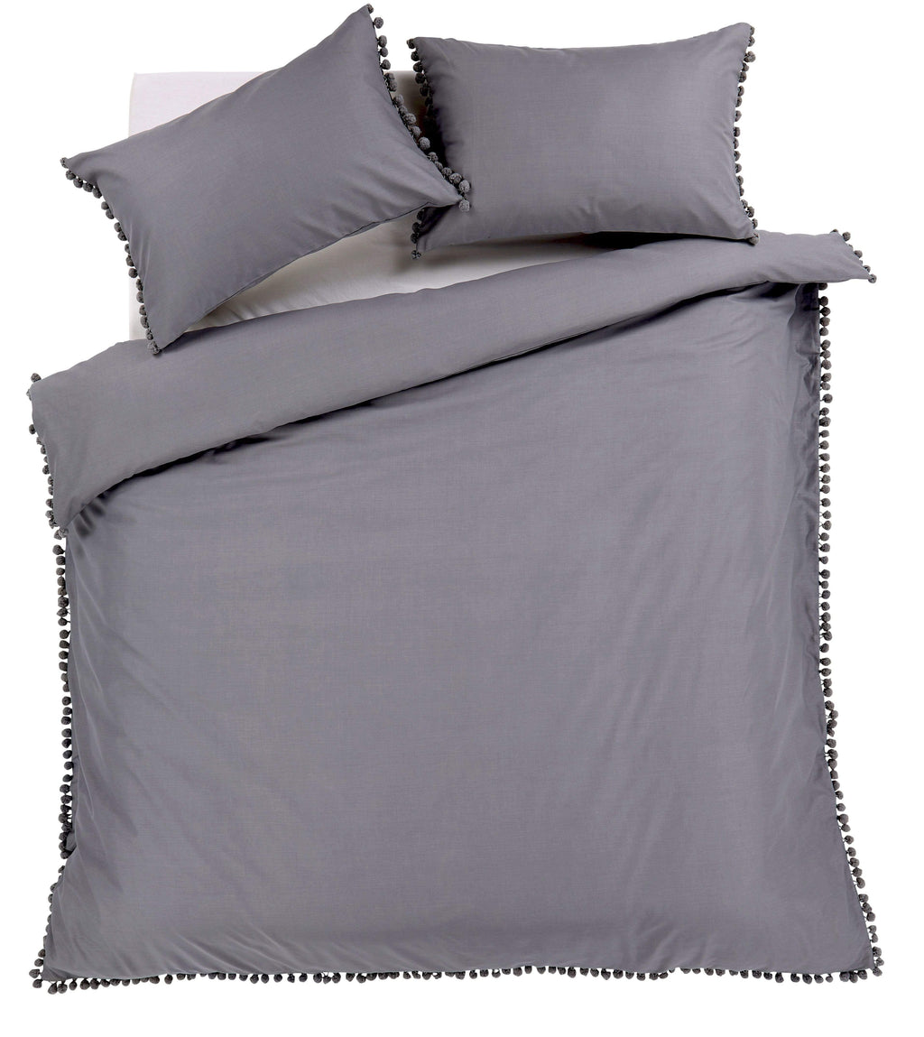 OLIVIA ROCCO Pom Pom Duvet Set – Hand Stitched Cotton Rich Bedding