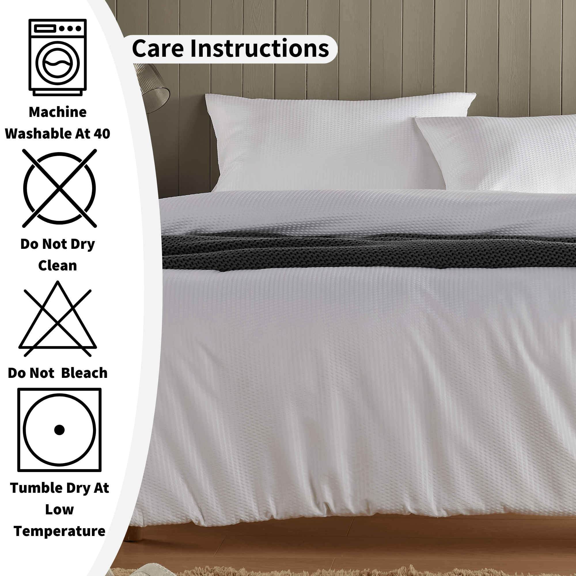 OLIVIA ROCCO Monaco Seersucker Duvet Cover Set – Grey & White Bedding