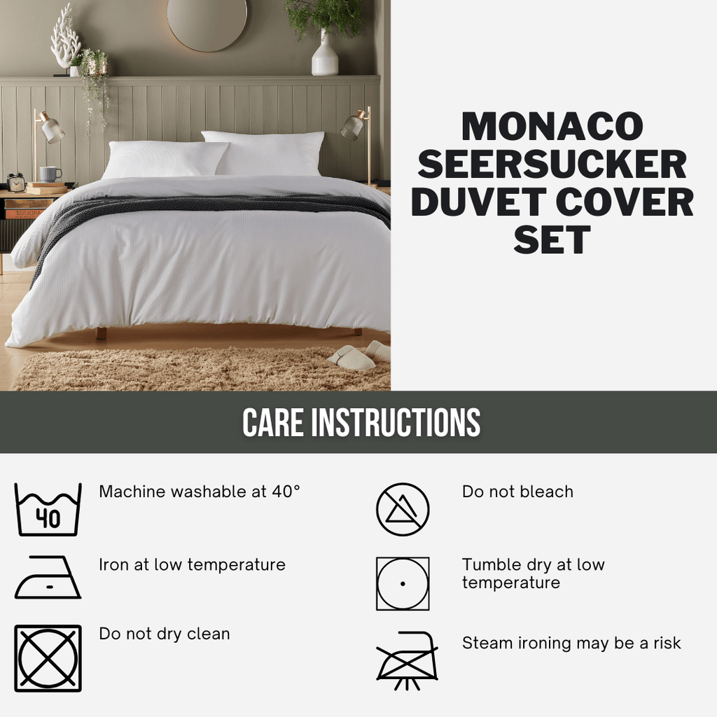 OLIVIA ROCCO Monaco Seersucker Duvet Cover Set – Grey & White Bedding