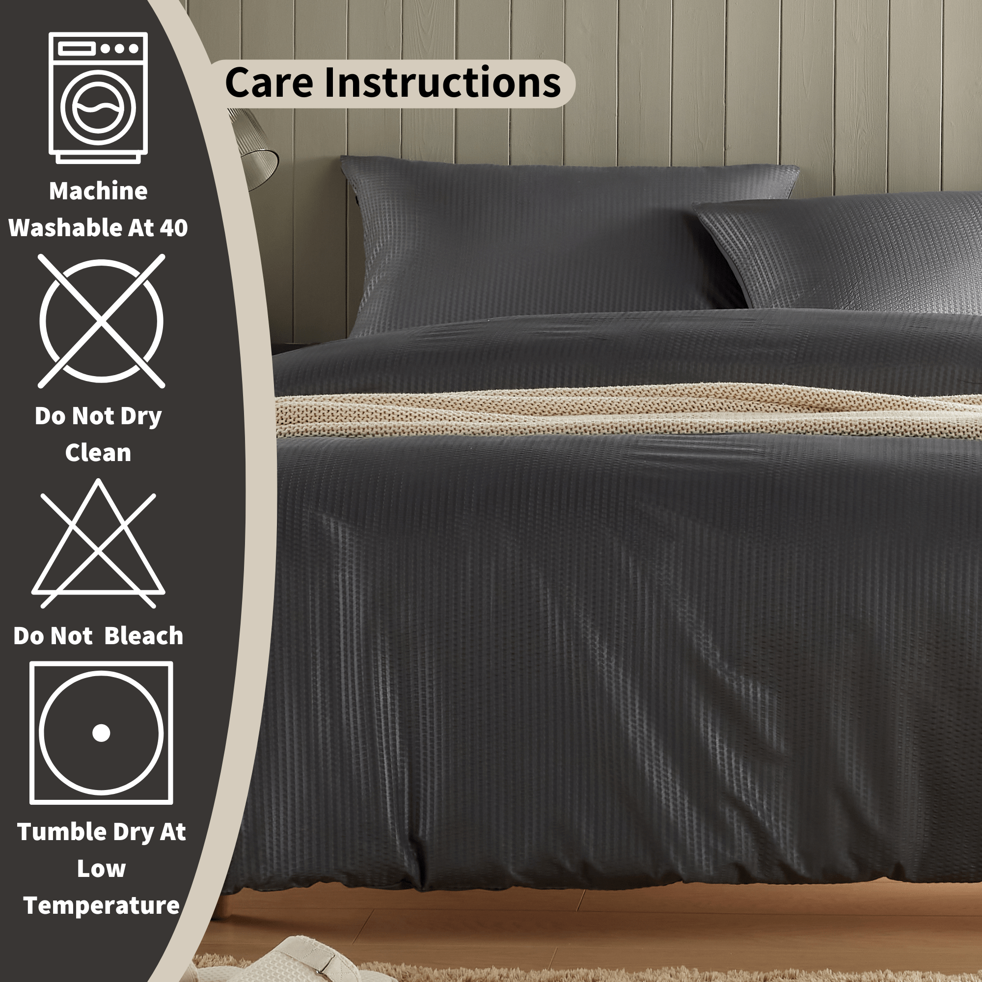 OLIVIA ROCCO Monaco Seersucker Duvet Cover Set – Grey & White Bedding