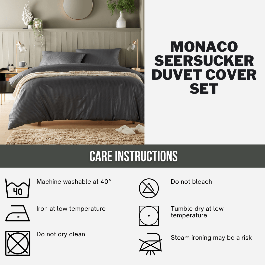 OLIVIA ROCCO Monaco Seersucker Duvet Cover Set – Grey & White Bedding