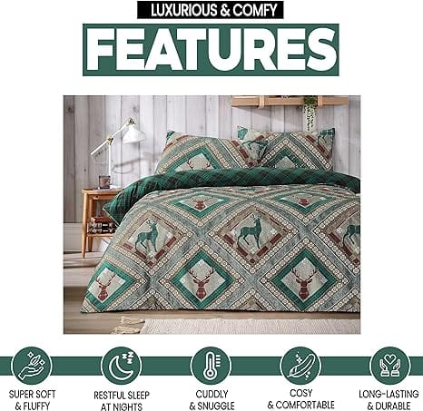 OLIVIA ROCCO Skye Stag Printed Reversible Polycotton Duvet Cover Set
