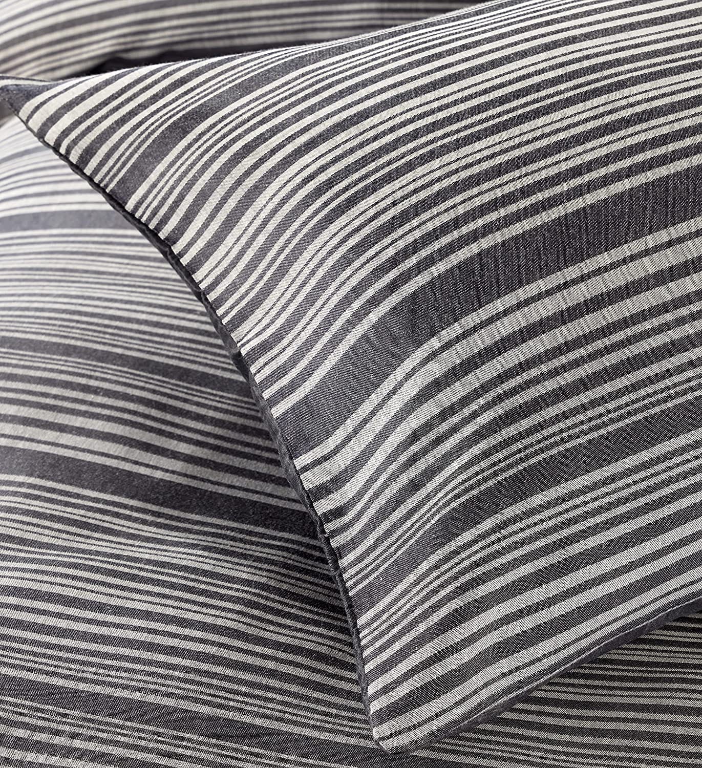 OLIVIA ROCCO Stripe Jacquard Duvet Cover Set | Reversible Cotton Blend