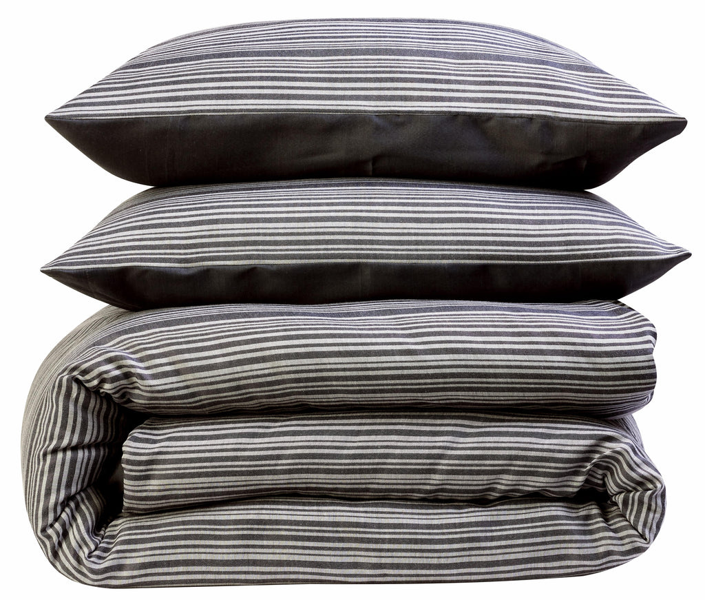 OLIVIA ROCCO Stripe Jacquard Duvet Cover Set | Reversible Cotton Blend