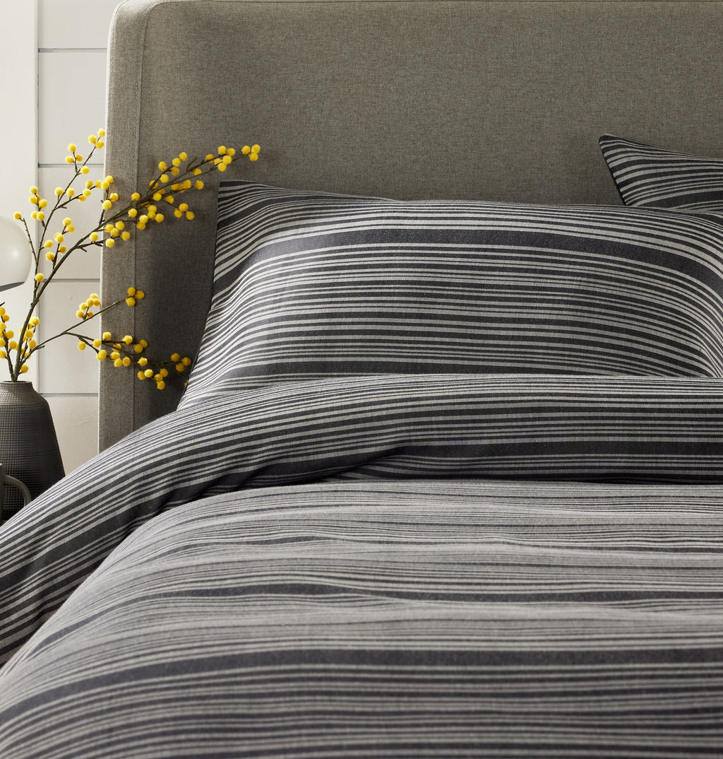 OLIVIA ROCCO Stripe Jacquard Duvet Cover Set | Reversible Cotton Blend